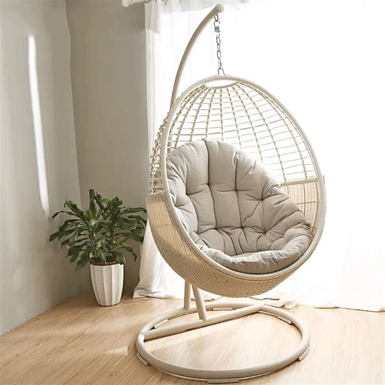 Outdoor Hanging Swing Chair - Wicker Hammock Chair for Patio, Balcony, Garden - 41.3×41.3×76.7 Inch - Perfect for Relaxing, Lounging & Decorating Your Backyard or Porch