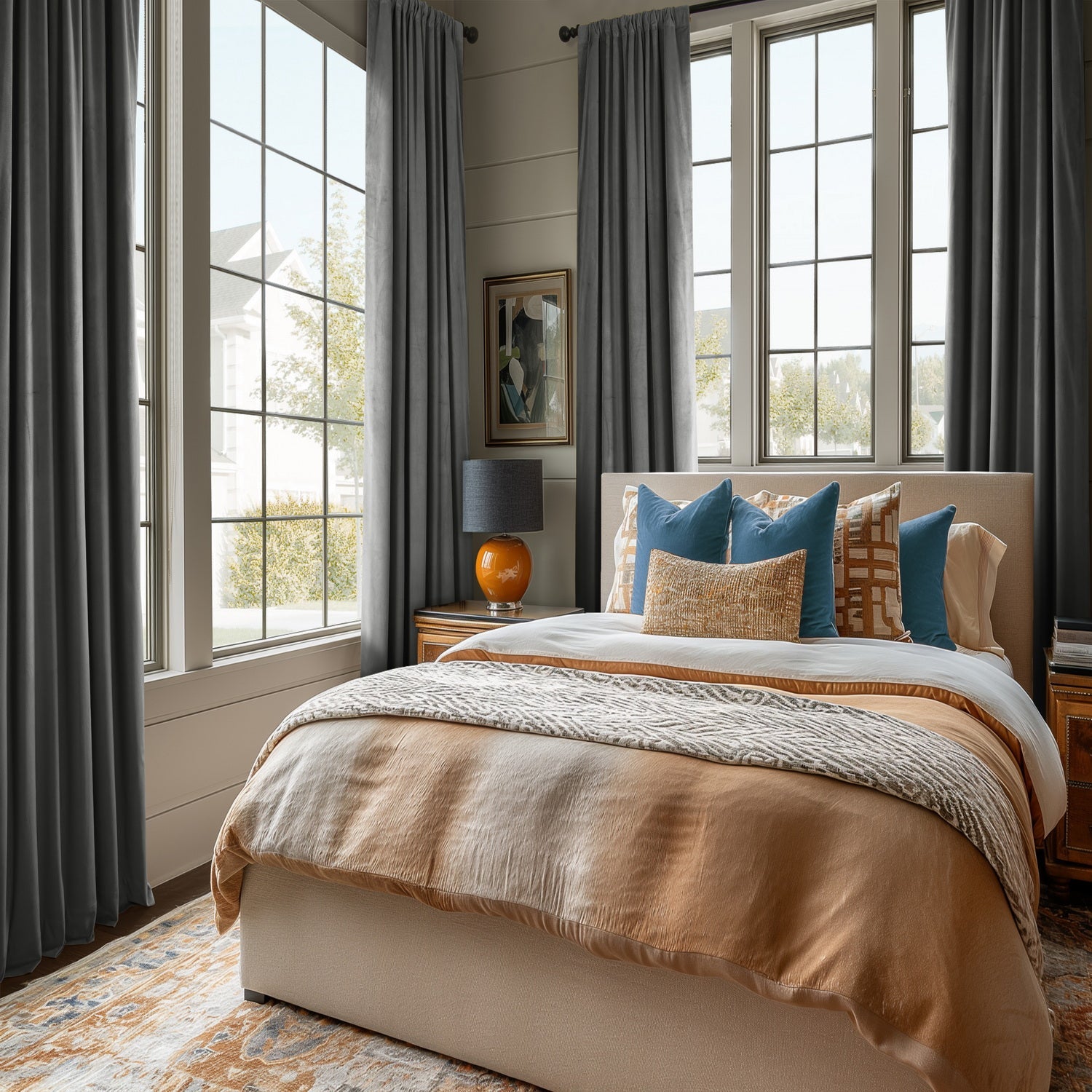 Luxury Pepper Grey Heritage Plush Velvet Custom Curtains - Blackout Thermal Insulated Drapes for Living Room & Bedroom - Elegant Window Treatment for Home Decor