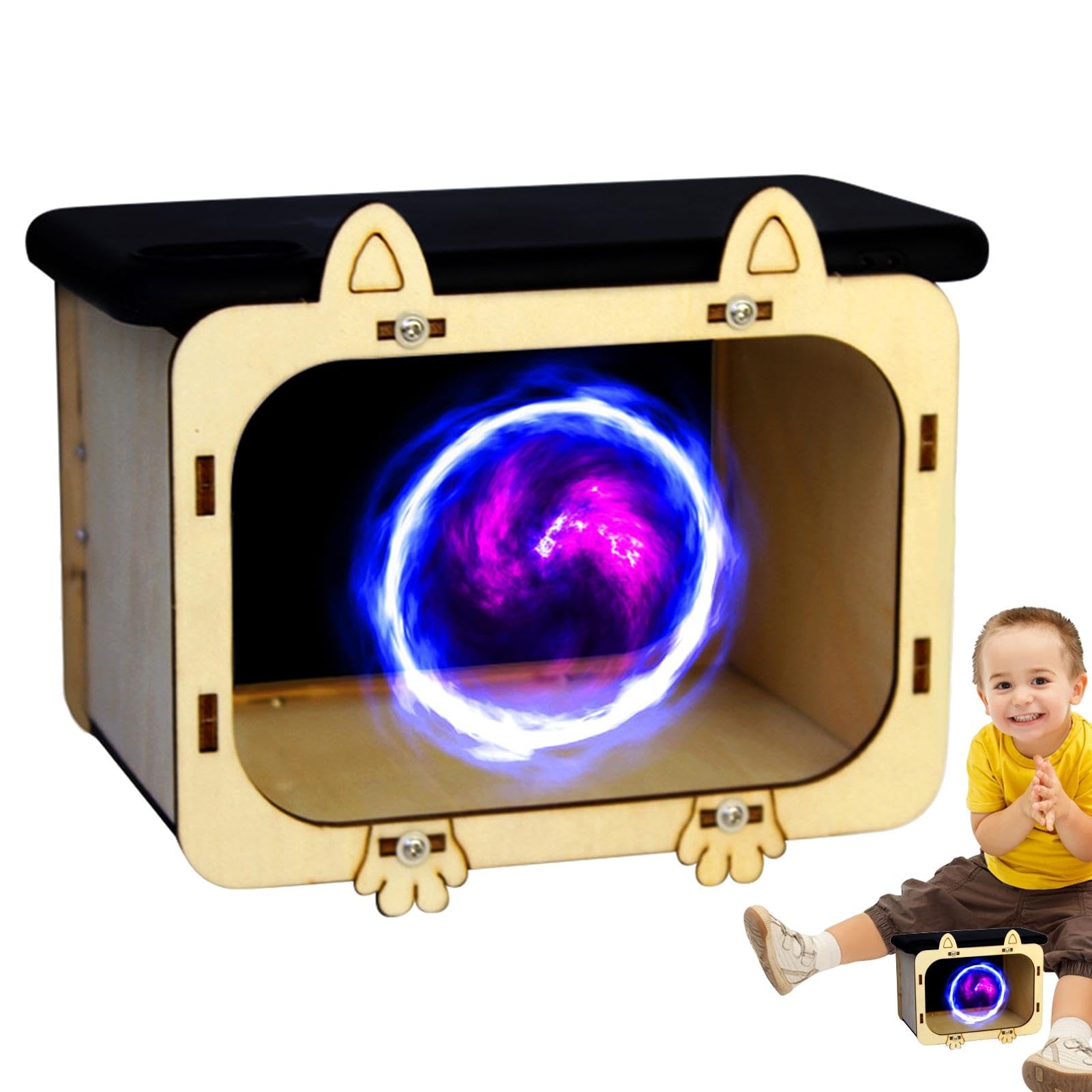 Portable Smartphone Projector for Home Theater - Wooden Cardboard Cinema Projector with Hologram Display Stand | Perfect for Movie Nights, Gaming & Visual Presentations