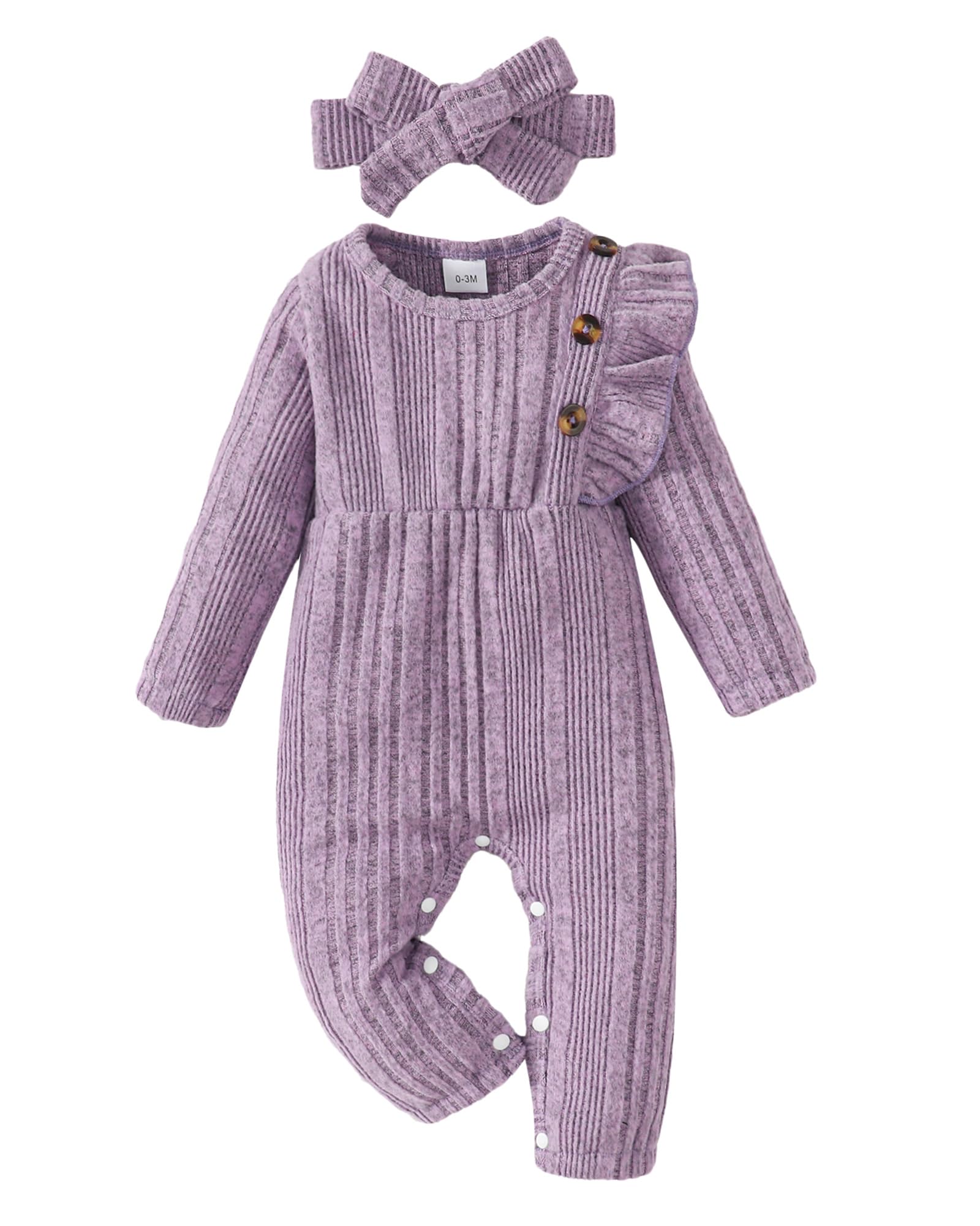 Adorable Baby Girl Romper - Long Sleeve Ruffle Jumpsuit for Newborns & Infants | Fall & Winter Outfit | Perfect for Family Photos, Holidays & Special Occasions