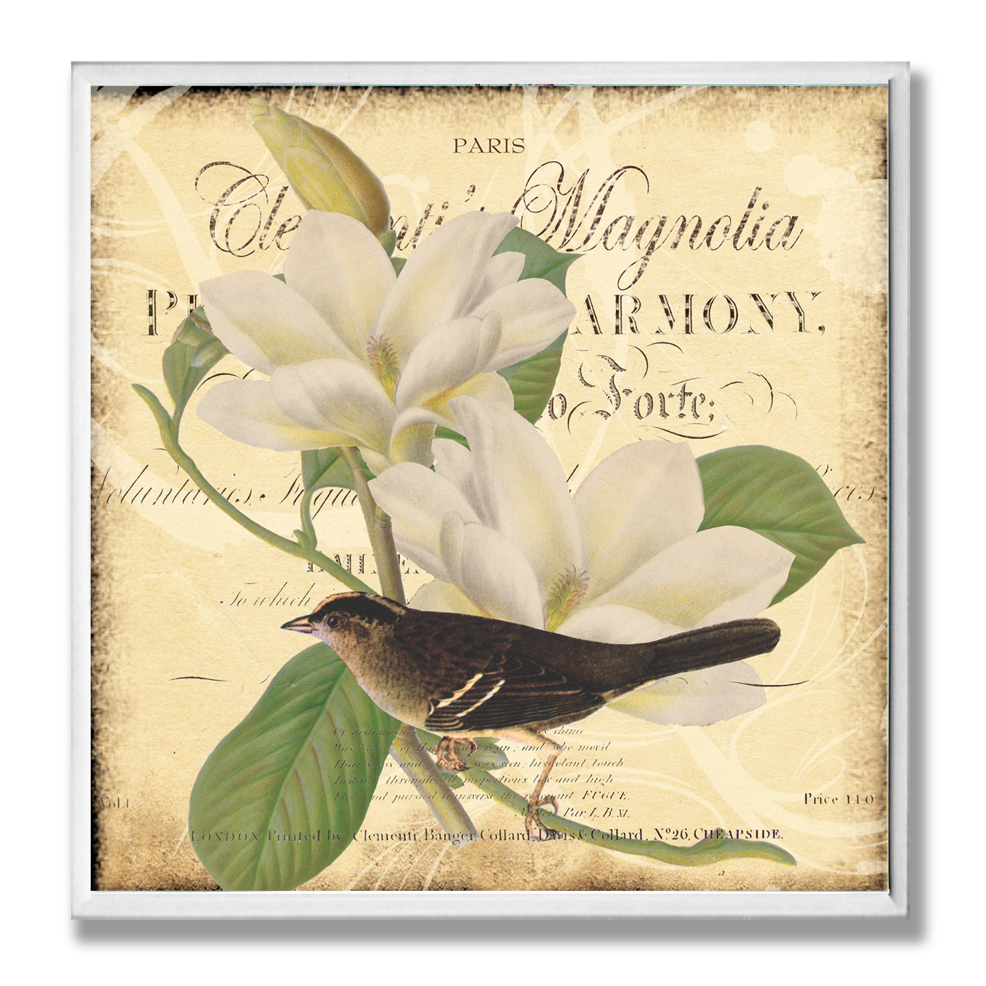 Stupell Home Decor Paris Magnolia Wall Plaque - Floral French-Inspired Wall Art for Living Room, Bedroom & Office Décor