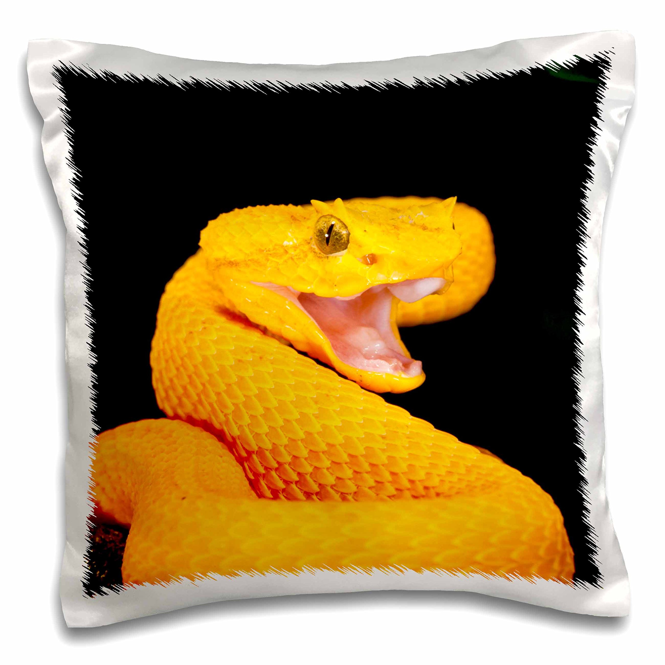 3D Rose Eyelash Viper Snake Pillow Case 16x16 Inch - David Northcott Art Design - Perfect for Home Decor, Living Room, Bedroom & Gifts
