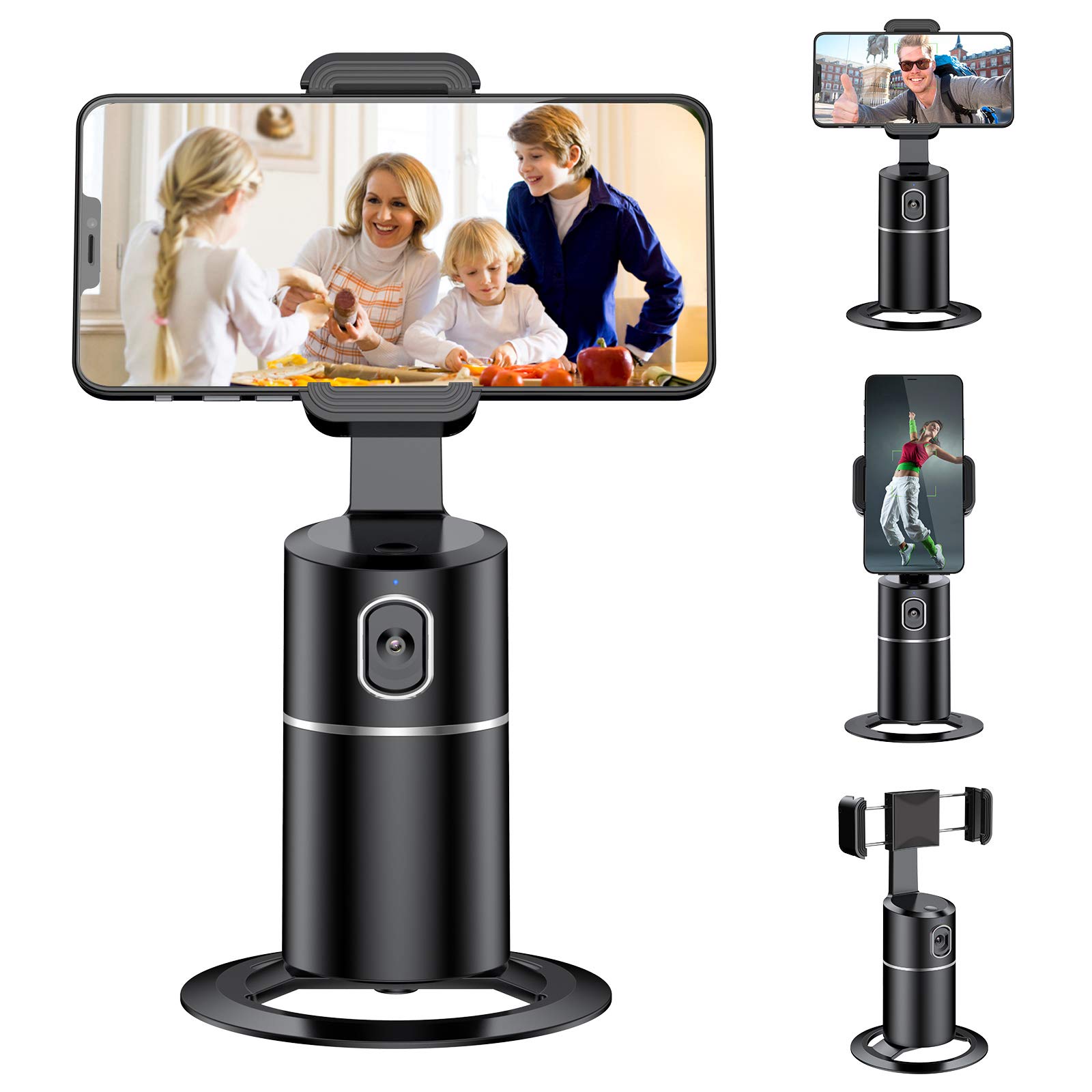 Auto Face Tracking Phone Tripod Stand - 360° Rotation Smart Body Tracking Selfie Mount for iPhone & Android - No App Required - Perfect for TikTok, Vlogging, YouTube Live Streaming & Video Recording