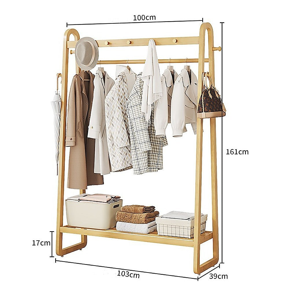 160x100cm Slim Space Saving Clothes Rack - Stylish Freestanding Garment Organizer for Bedroom, Closet & Laundry Room