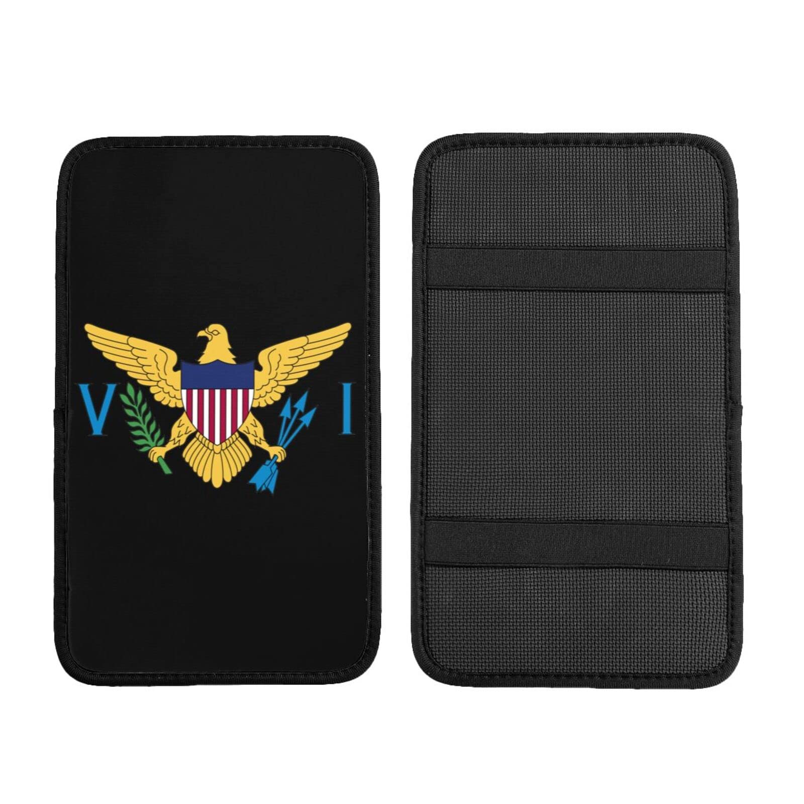 Universal Waterproof Car Armrest Cover for US Virgin Islands Flag Design, Durable Center Console Pad Protector for SUV, Truck, and Most Vehicles - Ideal for Road Trips and Daily Commutes