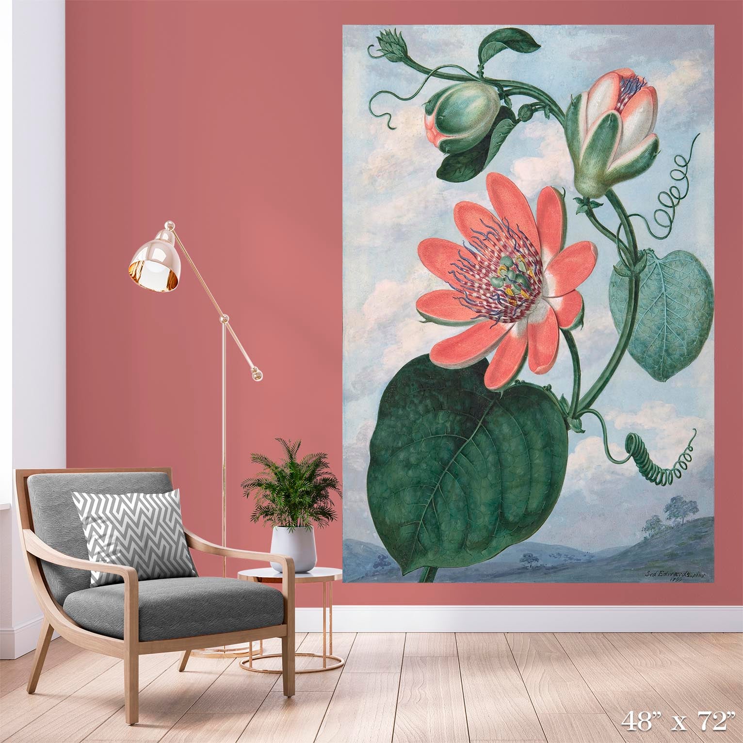 Passion Flower Colossal Art Print - Large Botanical Wall Decor for Living Room, Bedroom & Office - Vibrant Floral Canvas Painting for Home & Office Decor