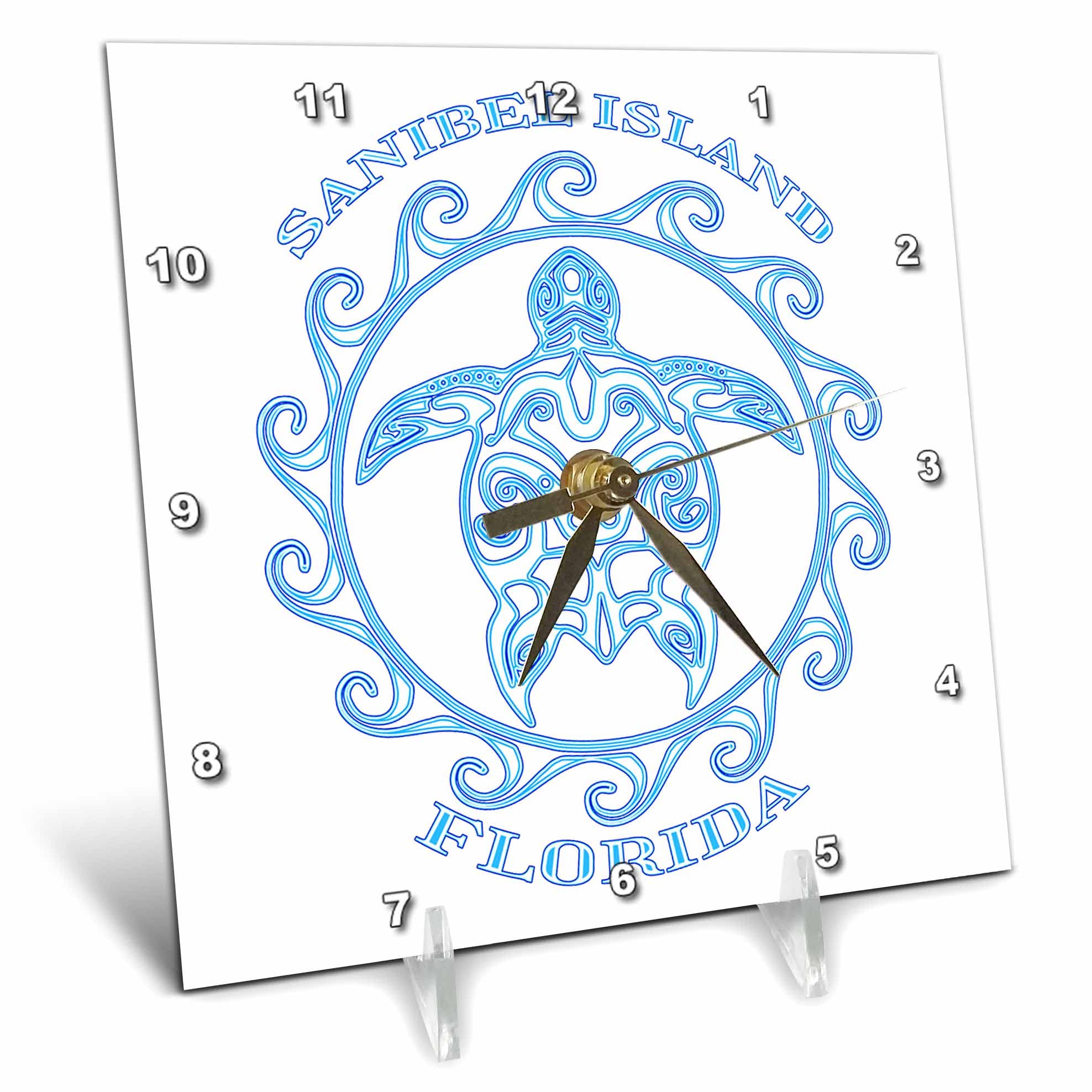 3D Rose 6x6 Inch Sanibel Island Florida Nautical Anchor Desk Clock - Perfect Gift for Boating & Beach Lovers - Ideal for Office, Home Decor, or Marine-Themed Spaces