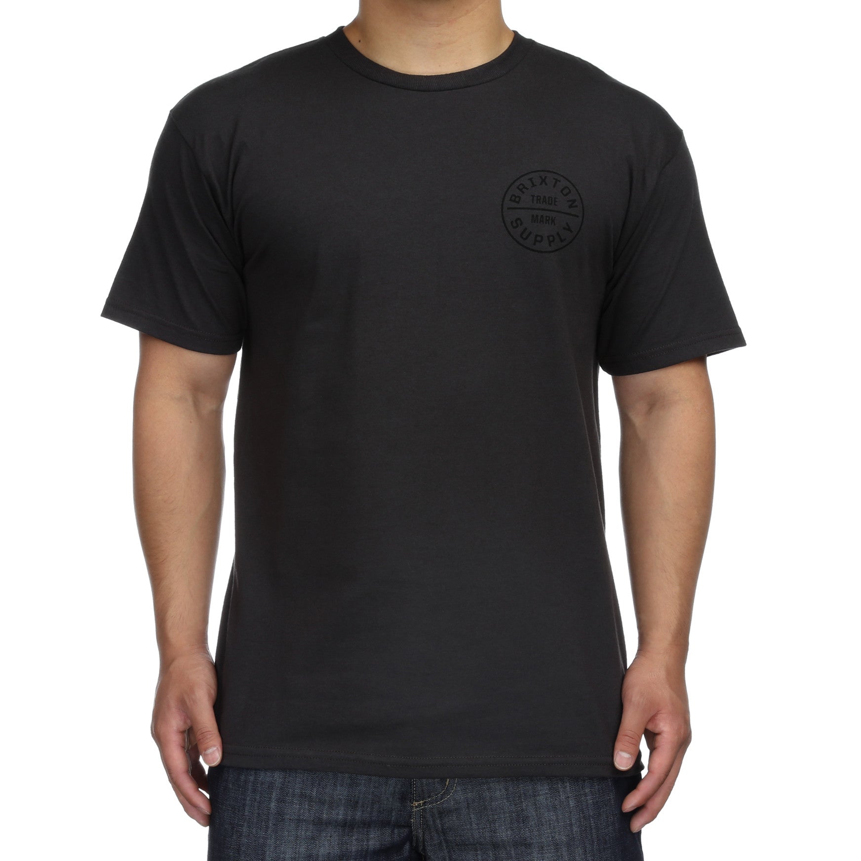 Brixton Oath Short Sleeve T-Shirt for Men - Washed Black Cotton Tee - Casual Streetwear for Everyday Wear & Summer Outfits