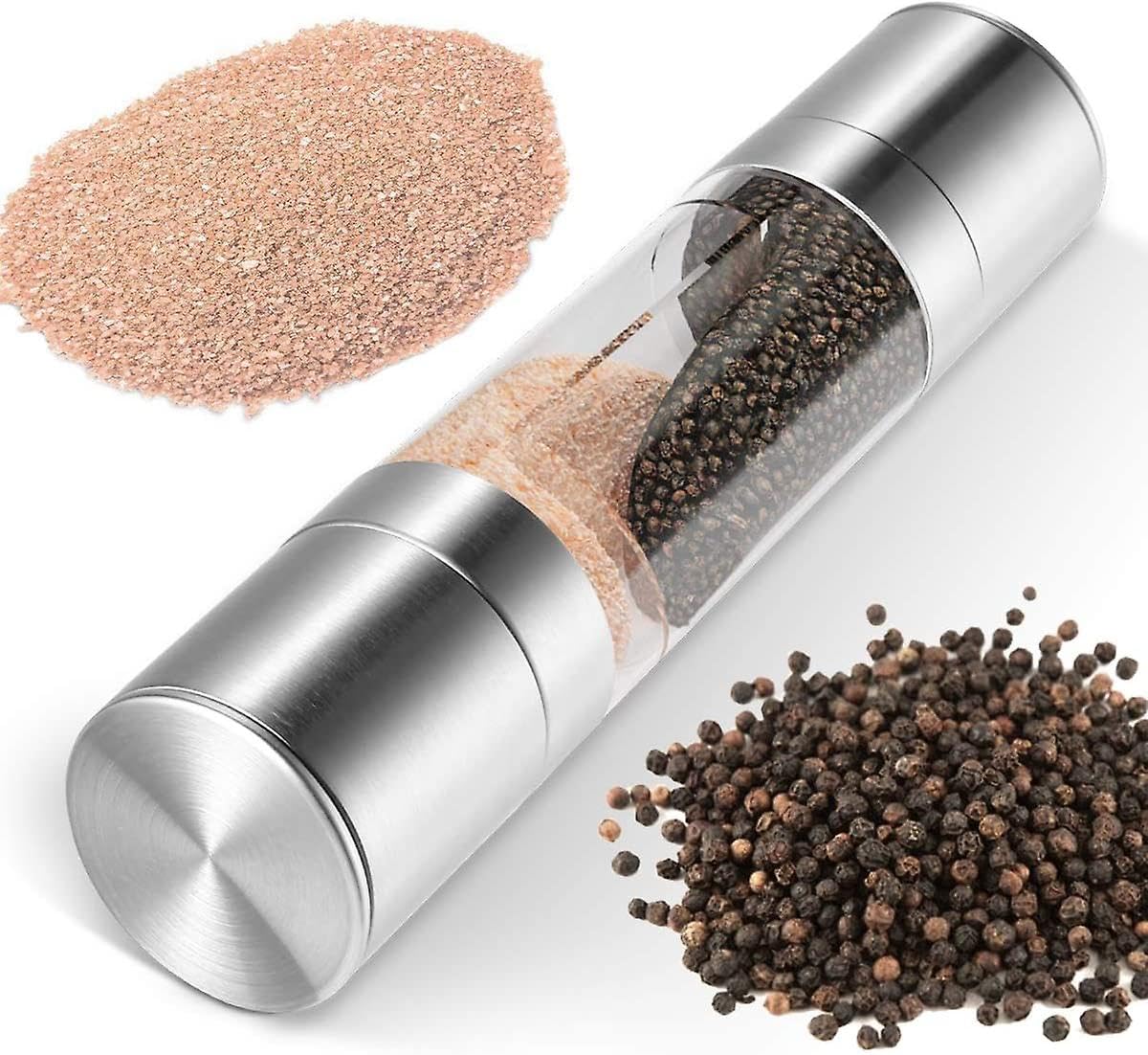 2 in 1 Adjustable Ceramic Salt and Pepper Grinder Set - Stainless Steel Kitchen Spice Mill for Cooking, BBQ & Camping | Perfect for Home, Restaurant & Outdoor Adventures