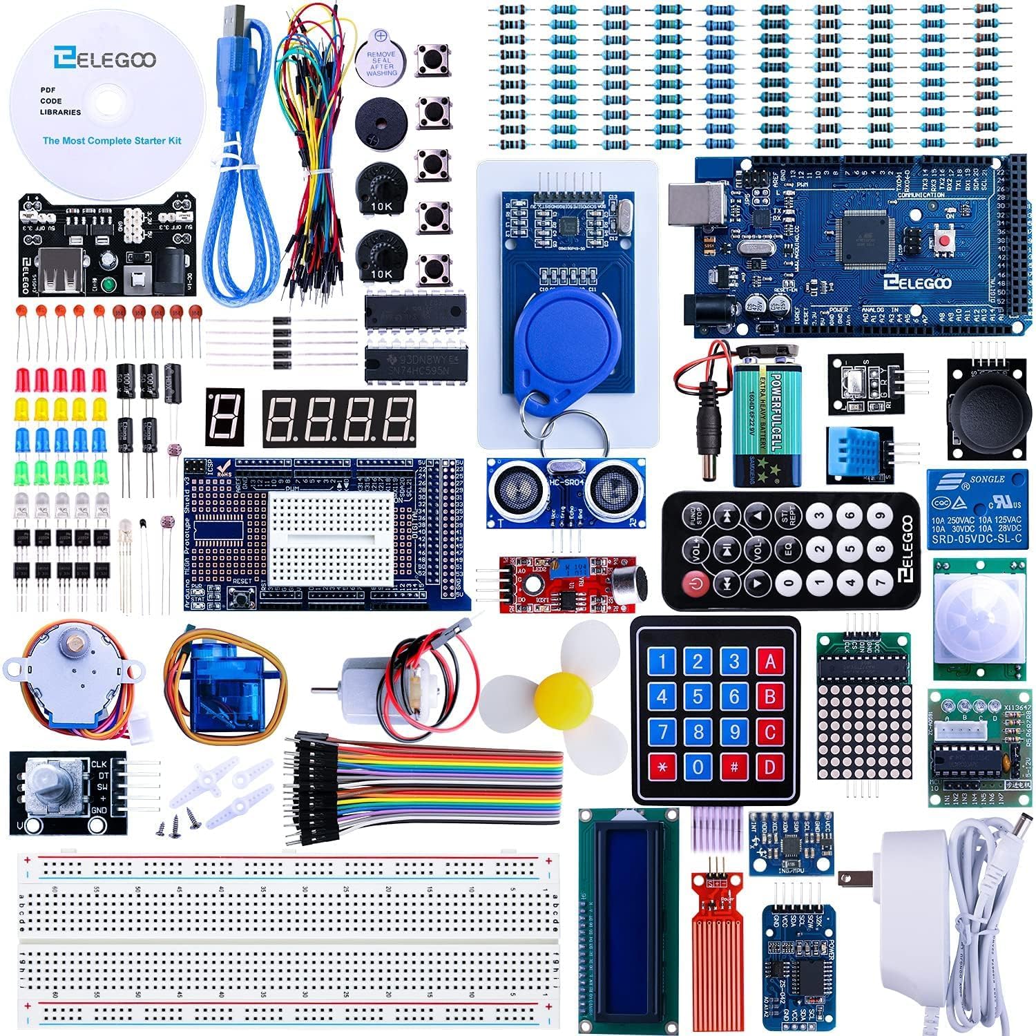 ELEGOO Mega R3 Project Starter Kit - Complete Arduino Compatible Kit with Tutorial for DIY Electronics, Robotics & STEM Learning | Perfect for Beginners, Makers & Educators