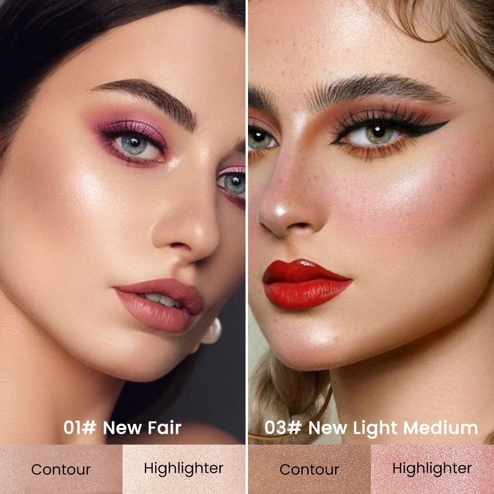 2-in-1 Contour Stick - Cream Bronzer & Highlighter Makeup Kit for Beginners | Fair & Light Medium Shades | Perfect for Daily Makeup & Contouring