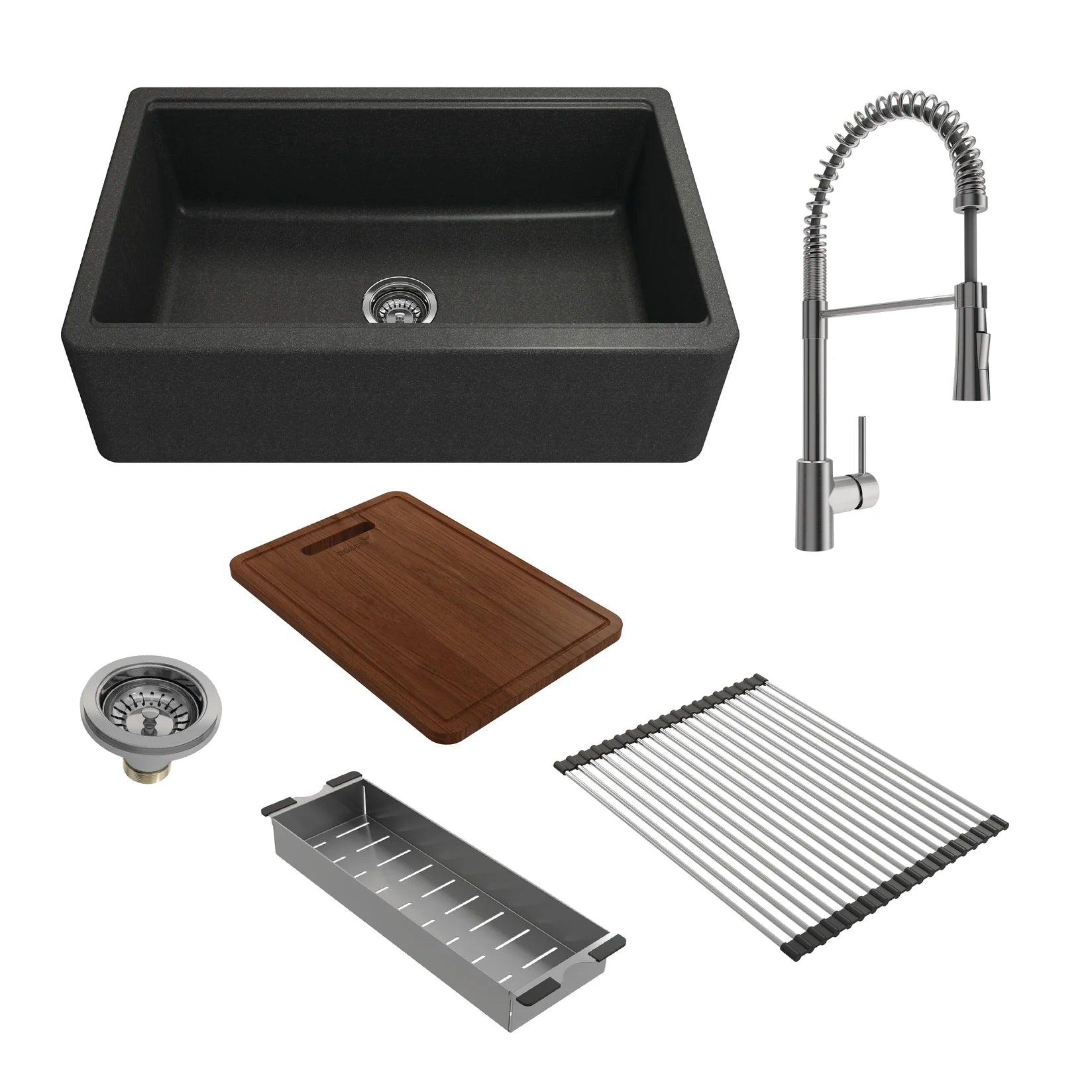 Metallic Black Sink / Stainless Steel Faucet