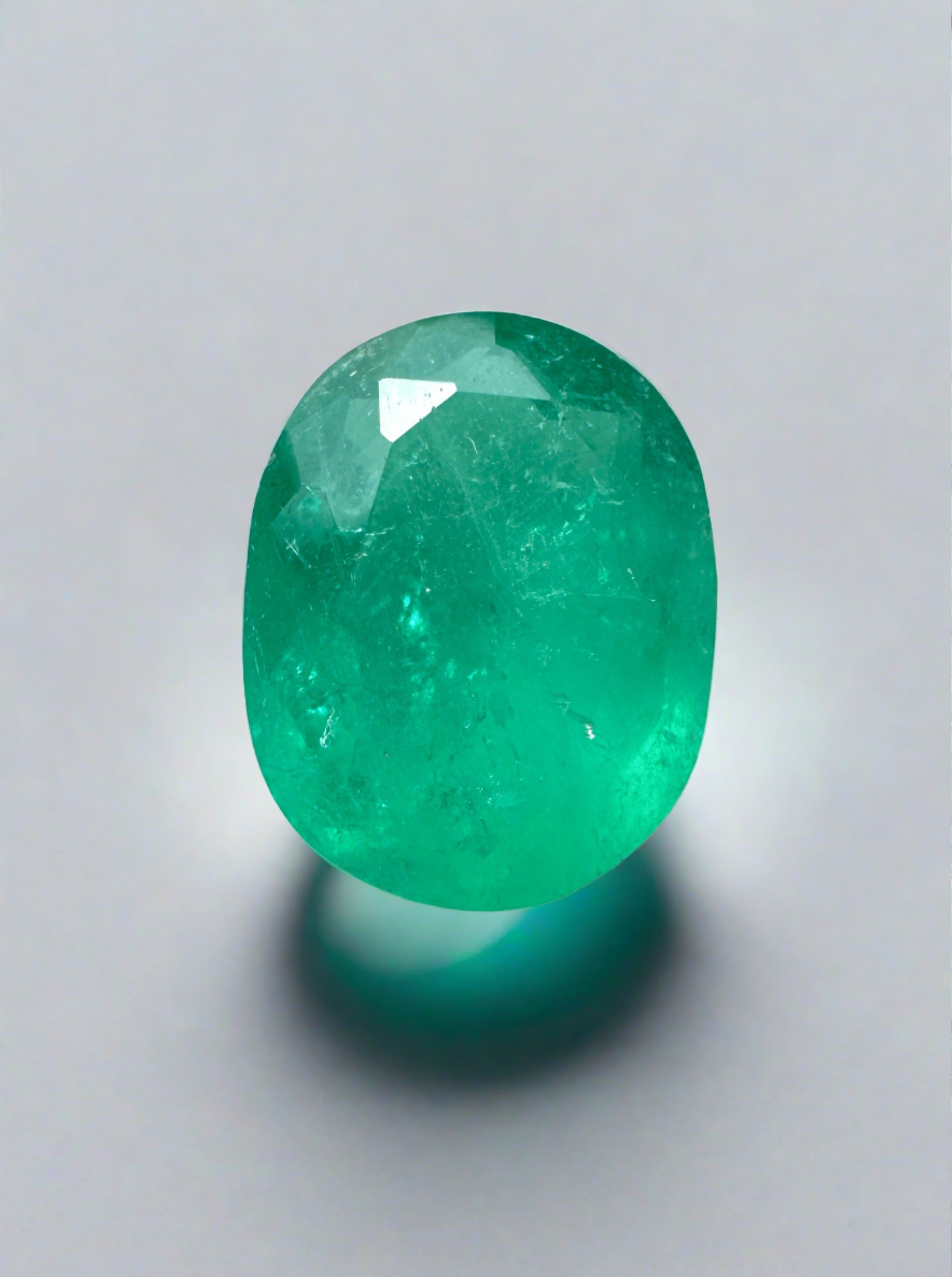 2.11 Carat 10x8mm Medium Bluish Green Natural Loose Colombian Emerald Oval Cut Gemstone for Jewelry Making, Engagement Rings & Collector's Items