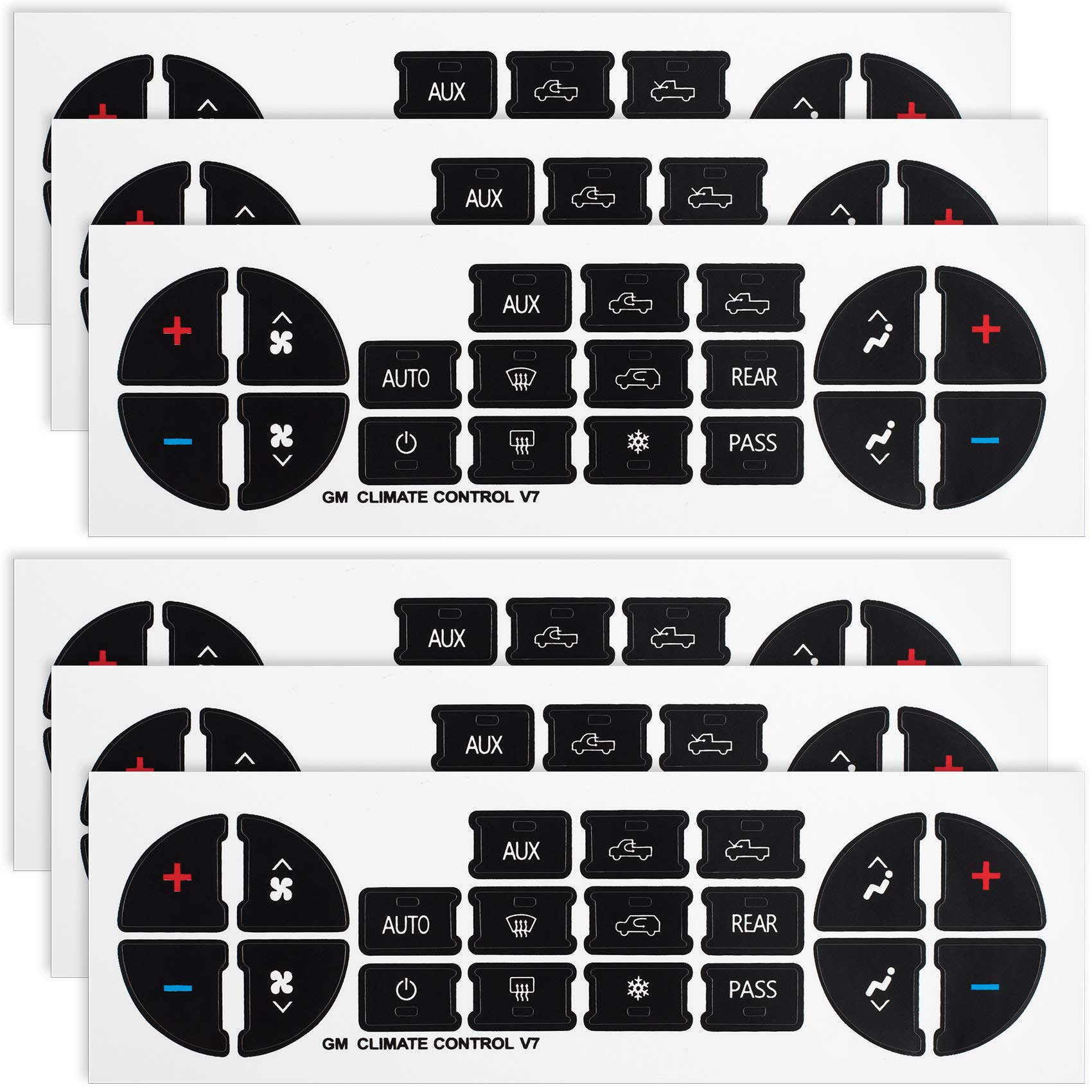 PAGOW 6-Pack AC Dash Button Repair Stickers - Fix Faded & Damaged Radio Control Buttons - Replacement Decals for SUV & Truck Accessories - Perfect for DIY Car Interior Restoration & Button Label Replacement