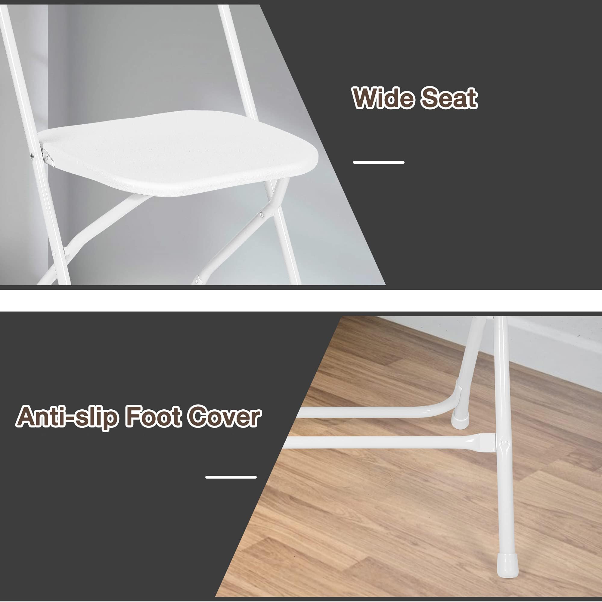 6-Pack White Plastic Folding Chairs - Stackable Lightweight Outdoor Party Chairs for Wedding, Event, Office, Meeting & Home Use - 650 lbs Weight Capacity - Perfect for Backyard BBQs, Picnics, Banquets & Indoor Gatherings