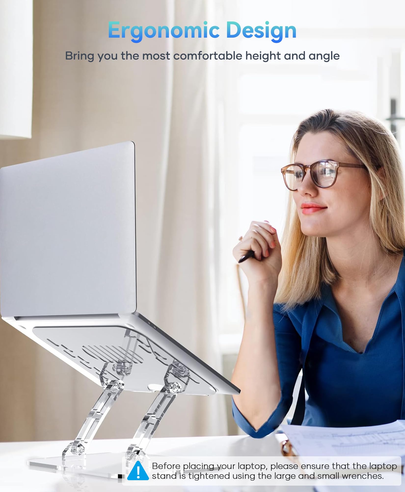 Adjustable & Foldable Laptop Stand - Portable Ergonomic Computer Stand for 10-15.6 Inch Notebooks (MacBook, Dell, HP) - Perfect for Home Office, Gaming & Travel Use