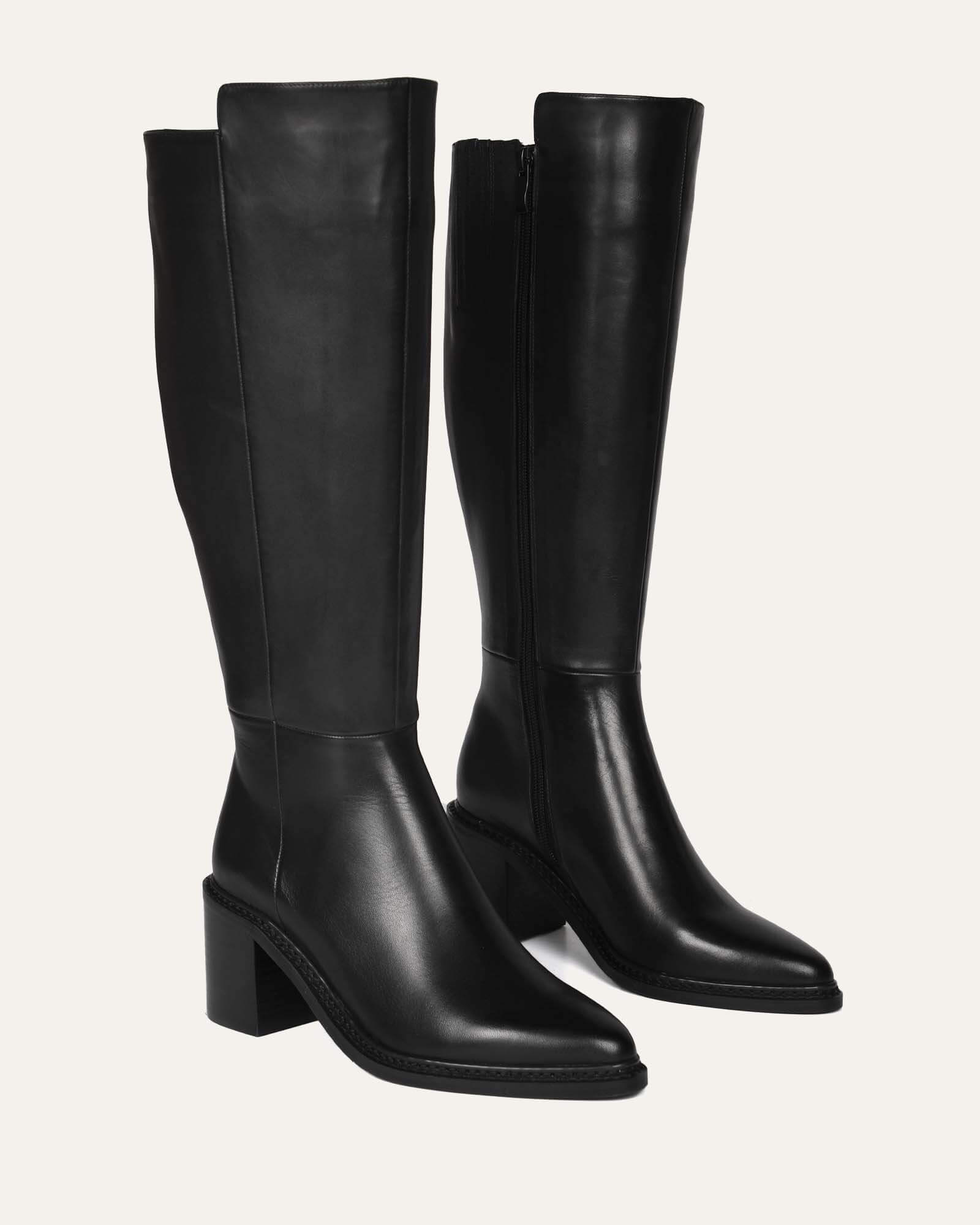 Anissa Knee High Boots for Women - Black Genuine Leather Boots - Stylish & Comfortable for Fall, Winter & Casual Outfits