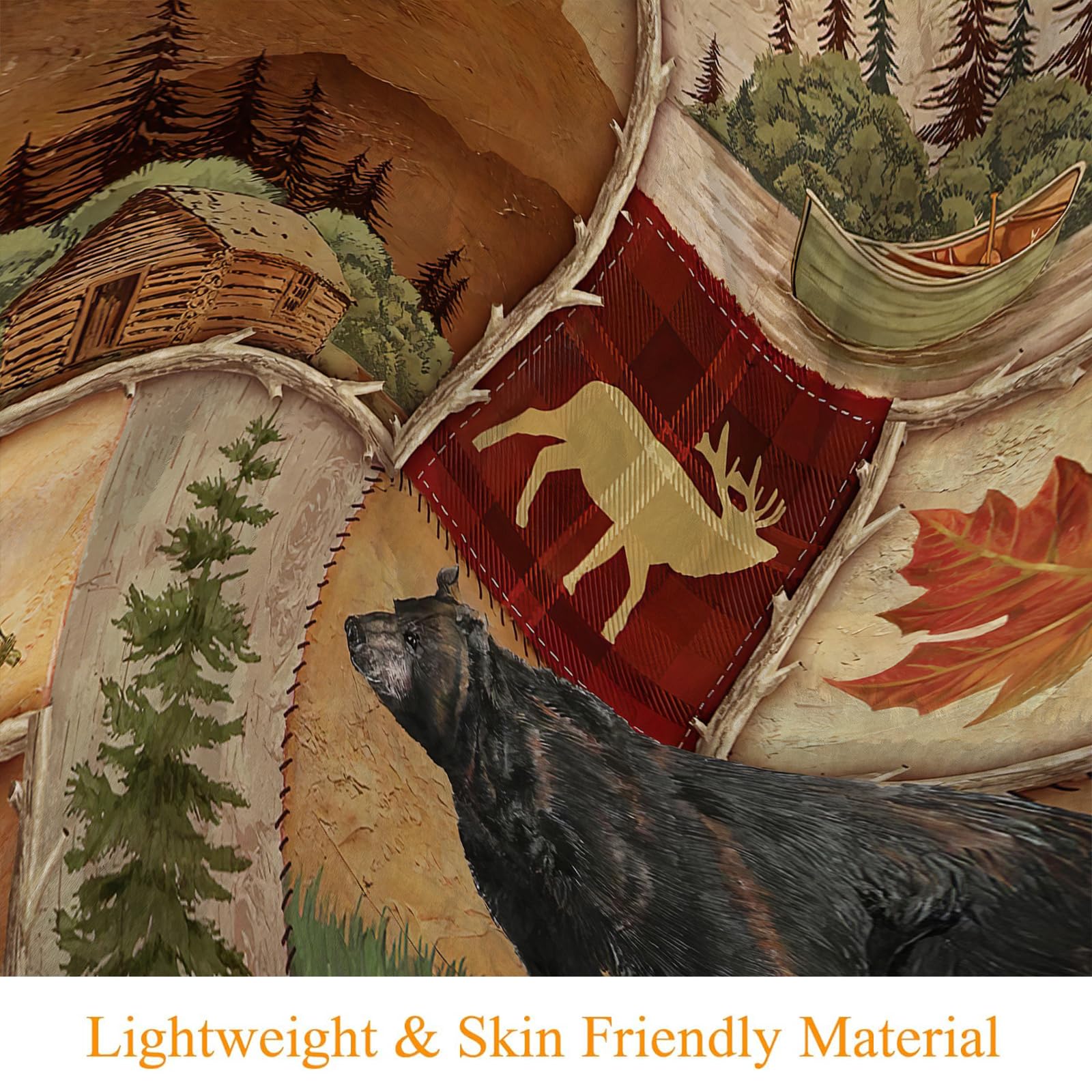 Soft Warm Cozy Rustic Lodge Bear Moose Deer Throw Blanket - Lightweight Decorative Fleece Blanket for Couch, Bed, Sofa & Travel - 50x60 Inches - Perfect for Cabin Decor, Camping & Winter Snuggling