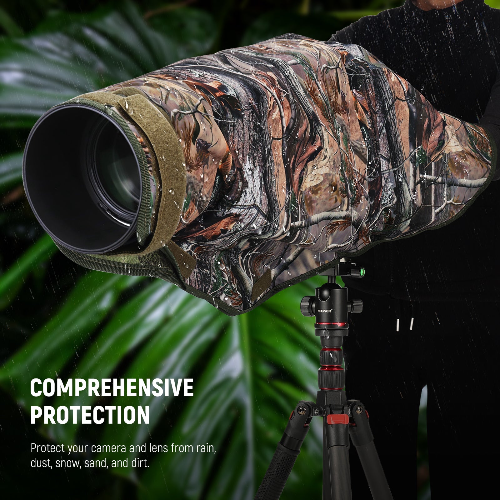 NEEWER PB019 Dual Sided Camouflage Rain Cover for DSLR Camera - Waterproof Protection for Outdoor Photography, Hunting & Wildlife Shooting