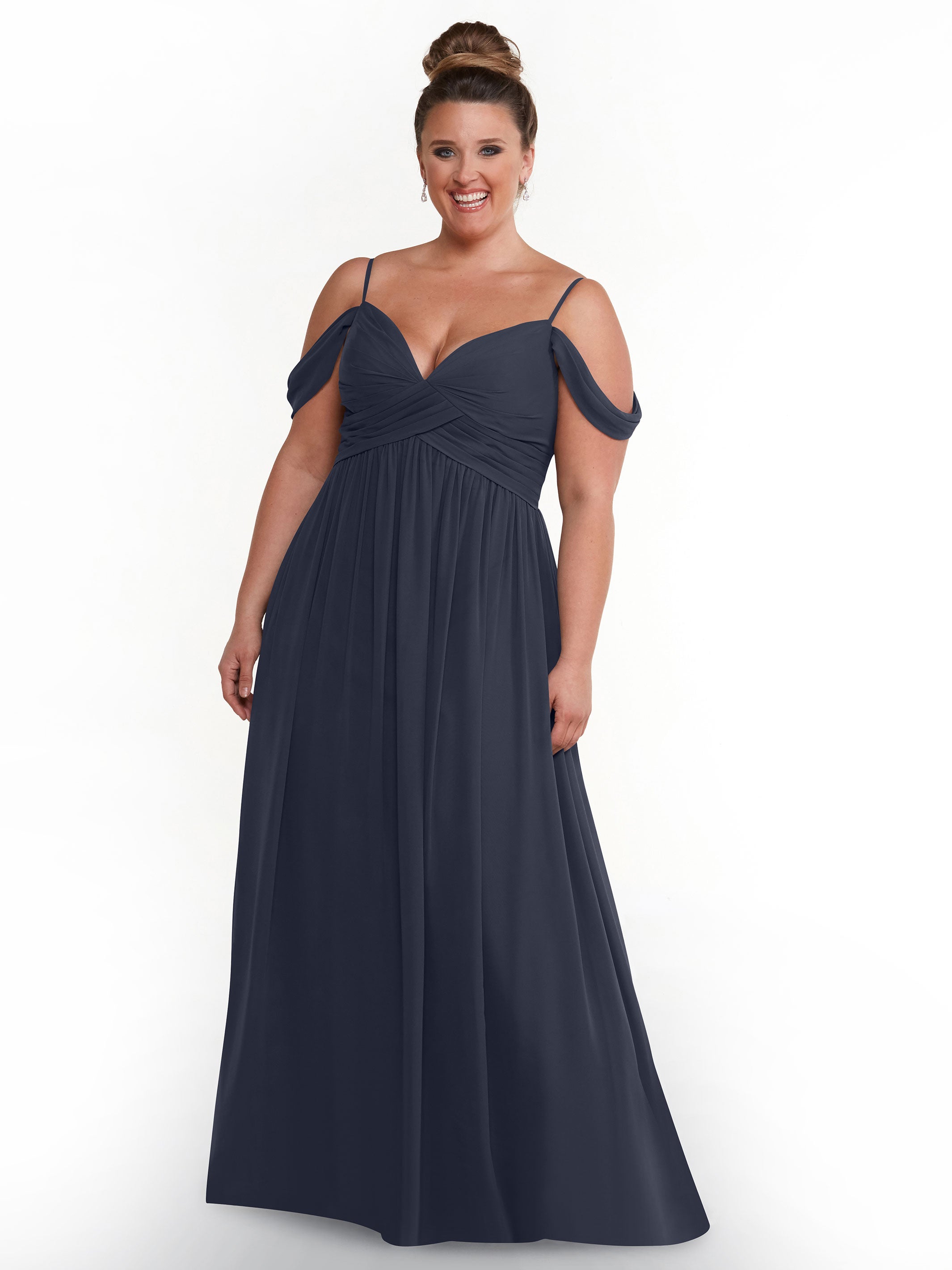Elegant Off Shoulder Chiffon Bridesmaid Dress with Spaghetti Straps - Perfect for Weddings, Formal Events & Special Occasions
