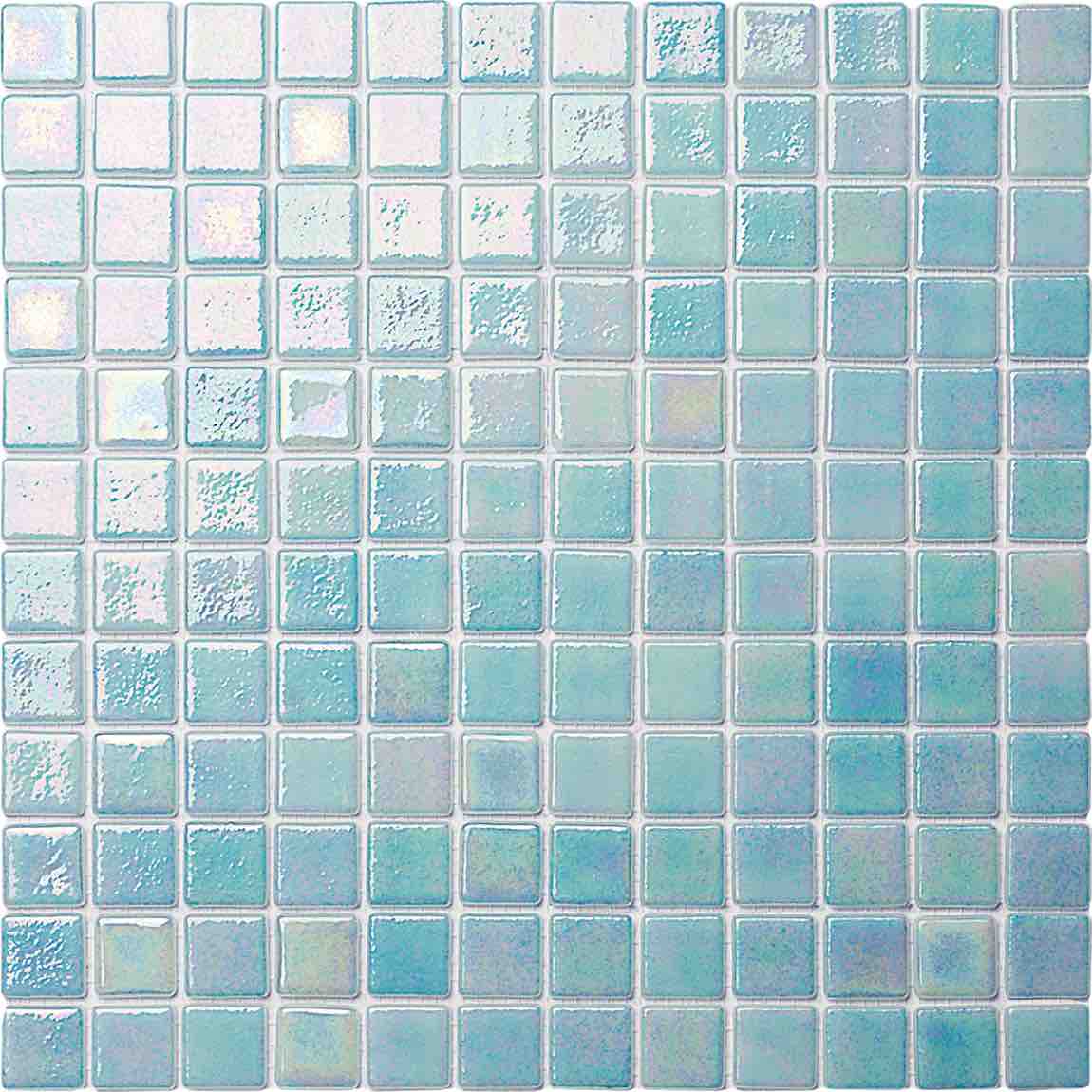 Celestial Blue Iridescent Recycled Glass Tile - Eco-Friendly Mosaic for Kitchen Backsplash, Bathroom, and Pool Decor