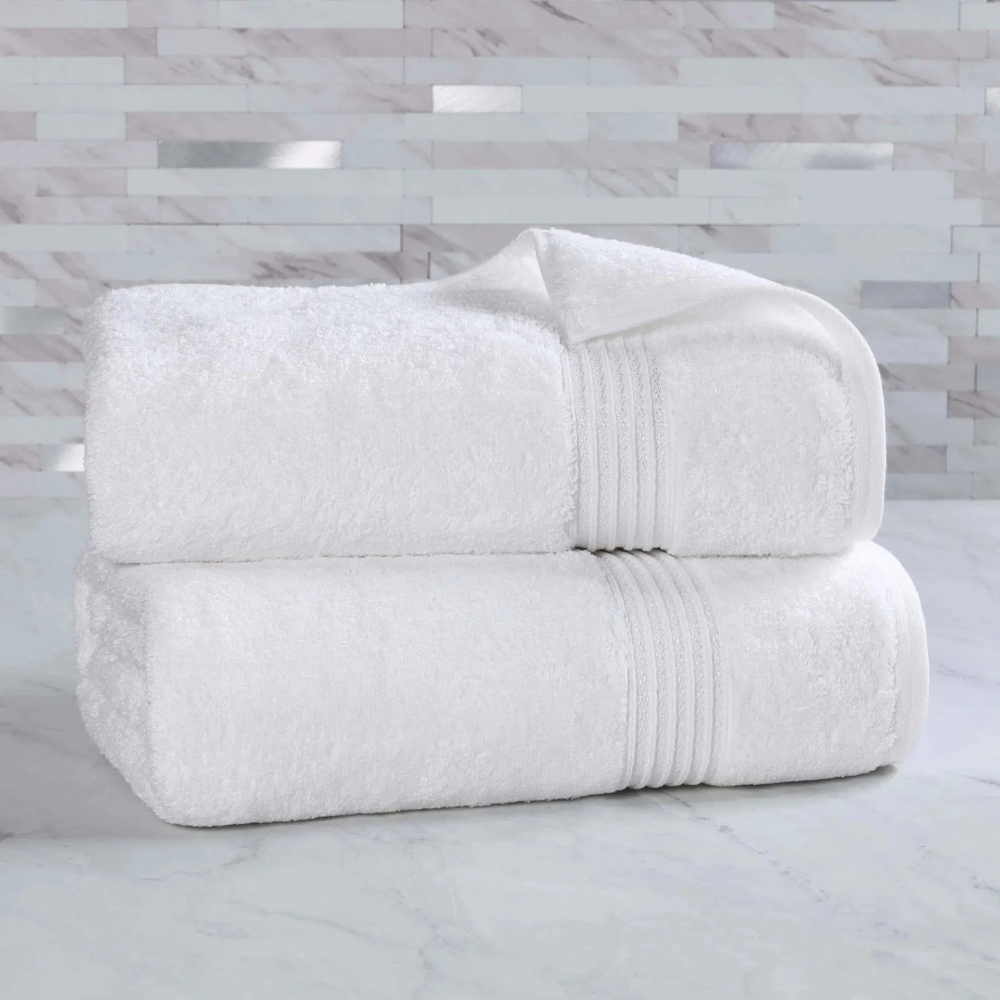 Premium Egyptian Cotton Bath Towel Set of 2 - Ultra Soft & Highly Absorbent Luxury Bath Sheets for Spa, Hotel & Home Use - 100% Heritage Cotton (White)