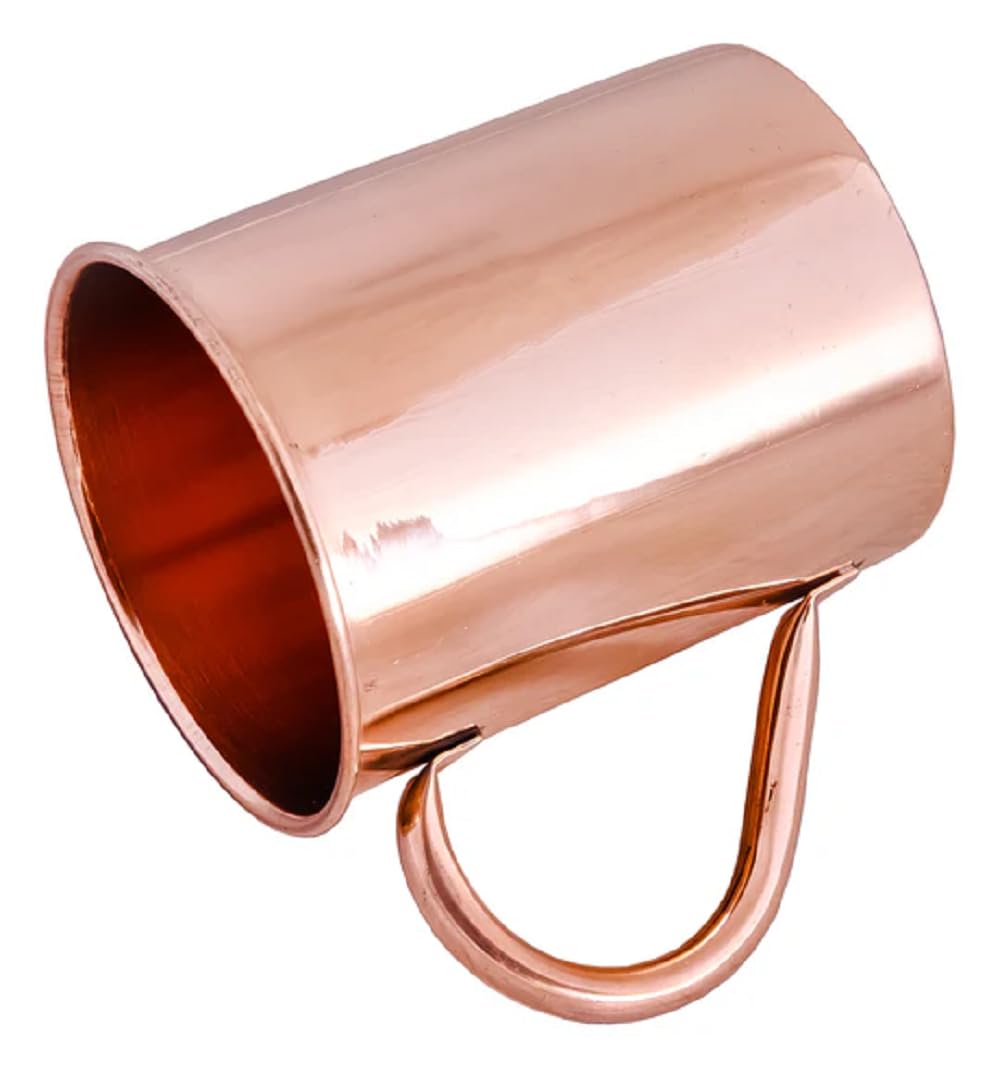Handcrafted 100% Pure Solid Copper Moscow Mule Mugs - Smooth Finish, Raw Copper Interior & Riveted Handle - Premium 16oz Copper Cups for Cocktails, Parties & Home Bar Decor