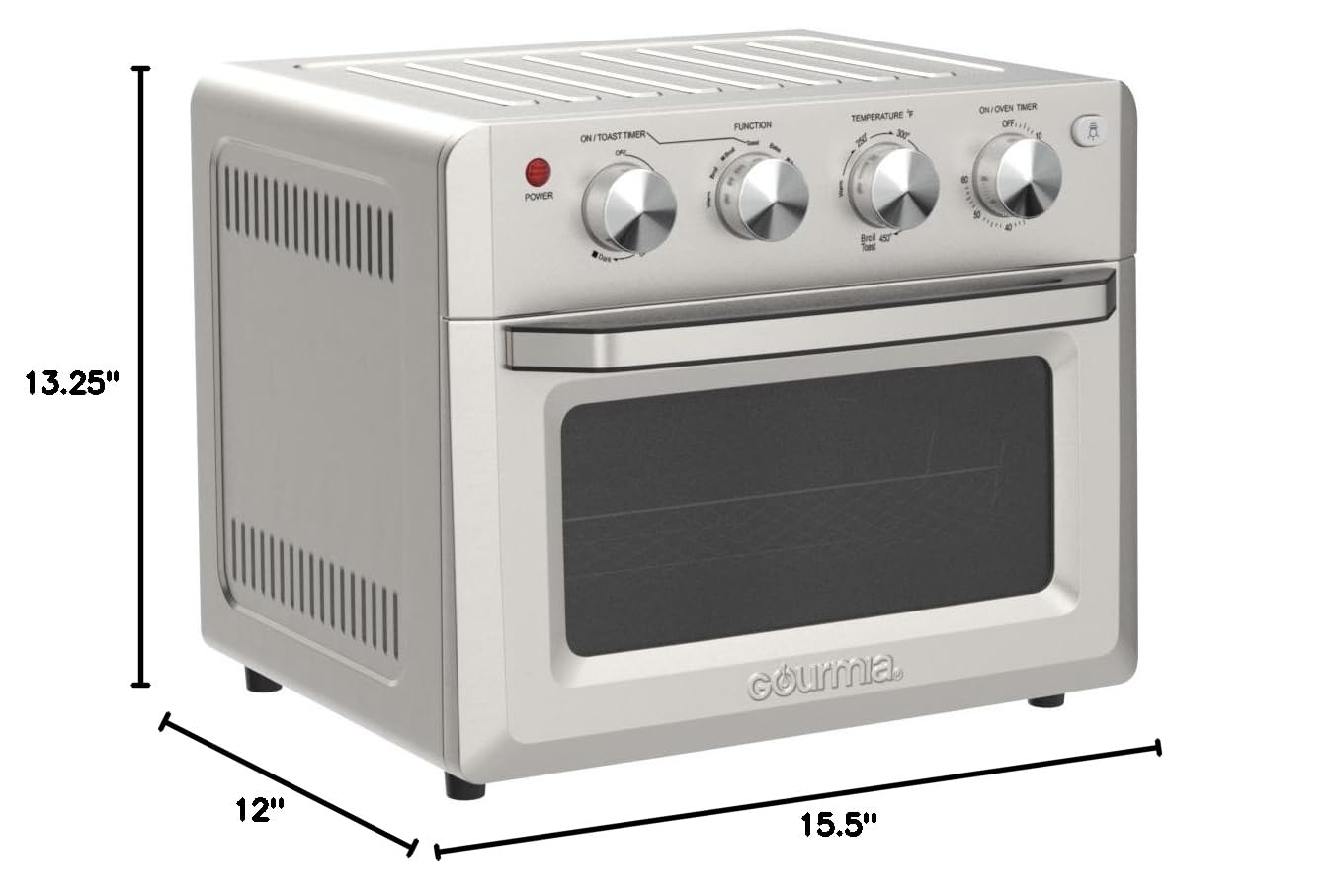 Gourmia 7-in-1 Air Fryer Toaster Oven Combo - 1550W Convection Countertop Oven with 19.8L Capacity, Includes Air Fryer Basket & Oven Rack (Model GTF7580) - Perfect for Baking, Roasting, Air Frying & Family Cooking