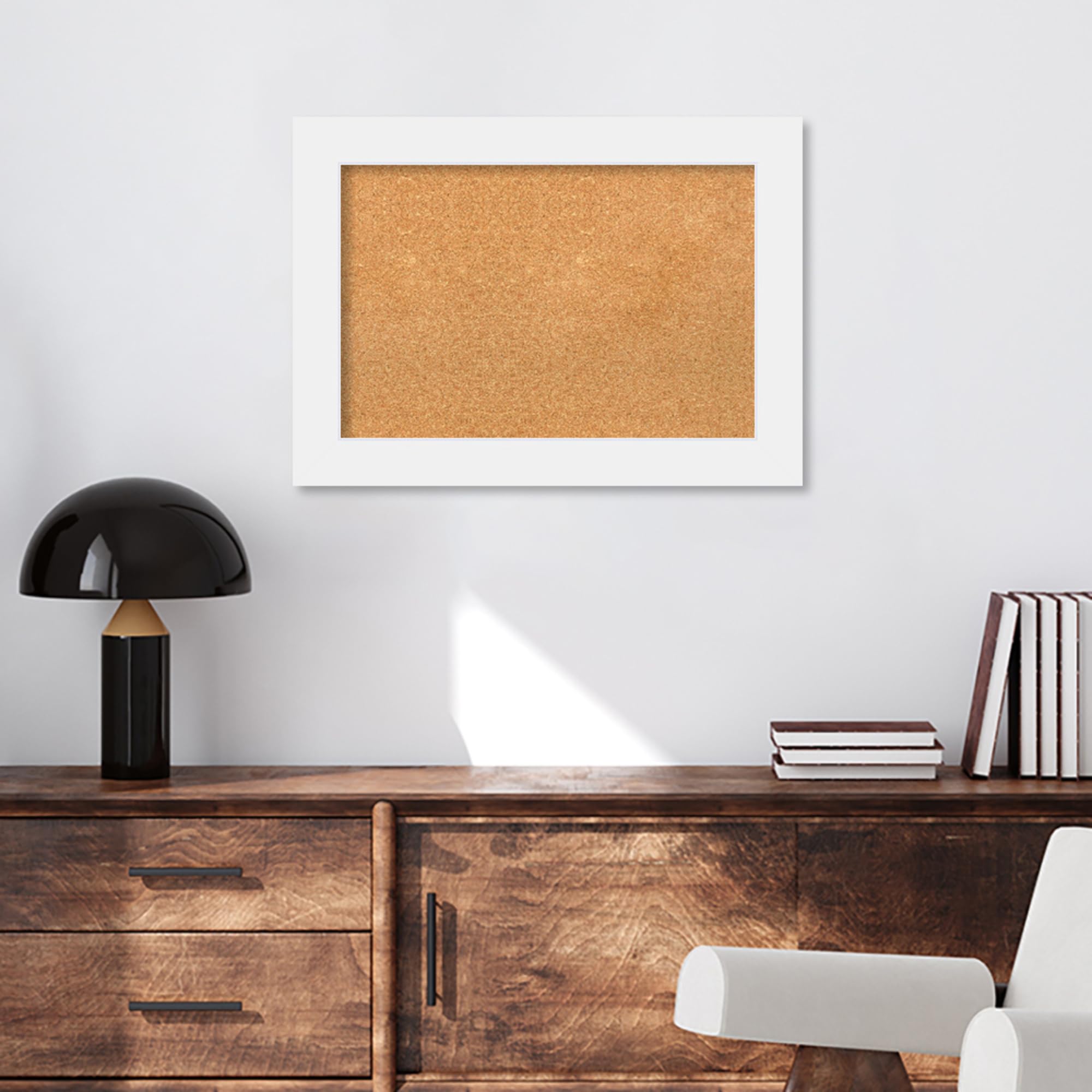 Amanti Art 21x29 Inch Natural Cork Board with White Wood Frame - Vision Board, Office Decor & Home Organization Pinboard | Perfect for Displaying Photos, Notes & Reminders in Home, Office or Dorm