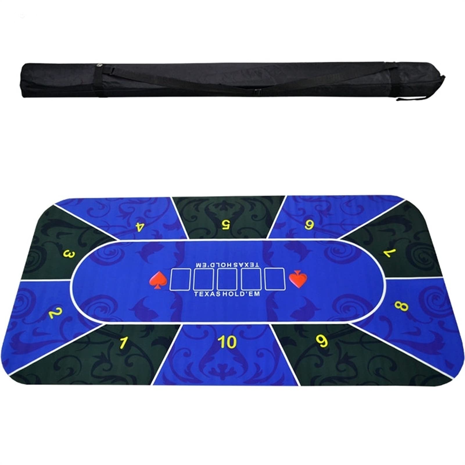 Premium Casino Poker Table Felt - 180x90cm Craps, Roulette & Texas Hold'em Table Cloth with Non-Slip Rubber Backing | Blue Gaming Mat for Home Poker Nights, Casino Parties & Professional Tournaments