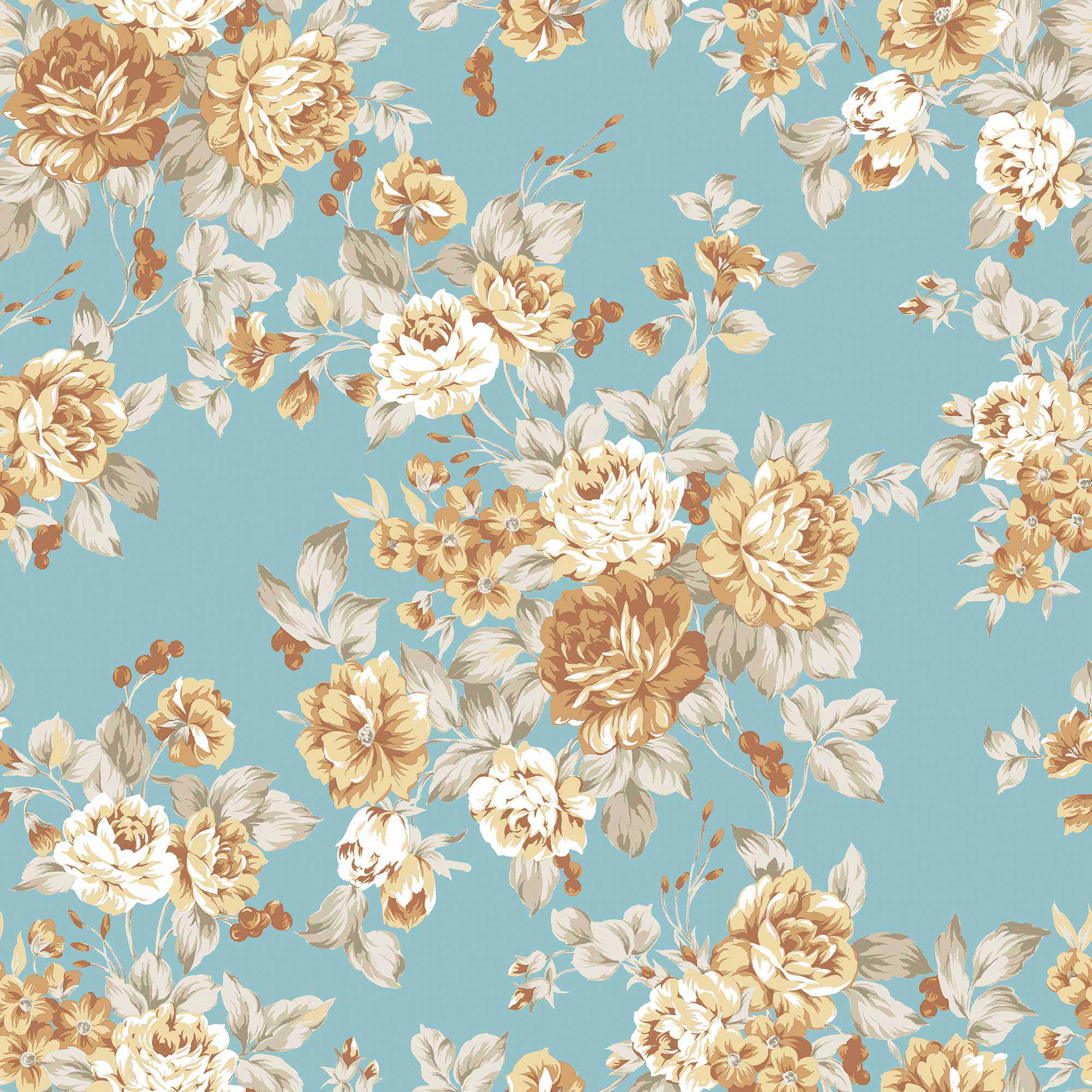 Blue Flowers Peel and Stick Removable Wallpaper 9348 - Self-Adhesive Decorative Wall Covering for Bedroom, Living Room, Nursery & Office Decor