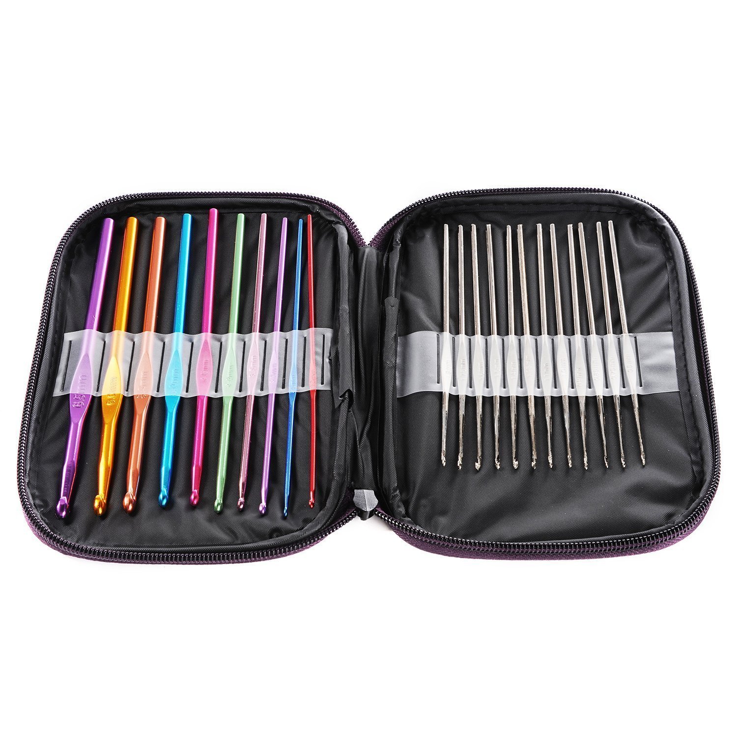 22-Piece Mixed Aluminum Handle Crochet Hook Set - Ergonomic Knitting Needles for Yarn Weaving | Perfect for DIY Crafts, Crocheting & Knitting Projects