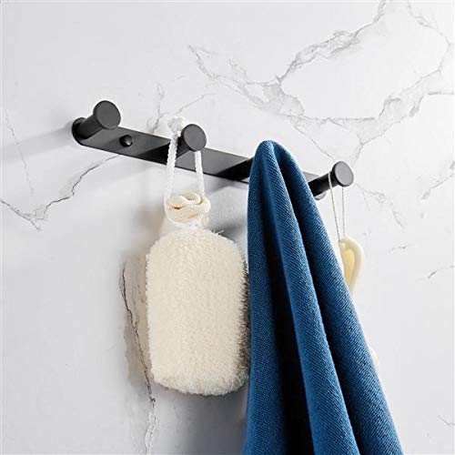 Stainless Steel Towel Hook Set of 4 - Matte Black Wall Mounted Bathroom Organizer for Robes, Coats & Towels | Durable Home Storage Solution for Bathroom, Hallway, Entryway & Foyer | Rustproof & Space-Saving Design
