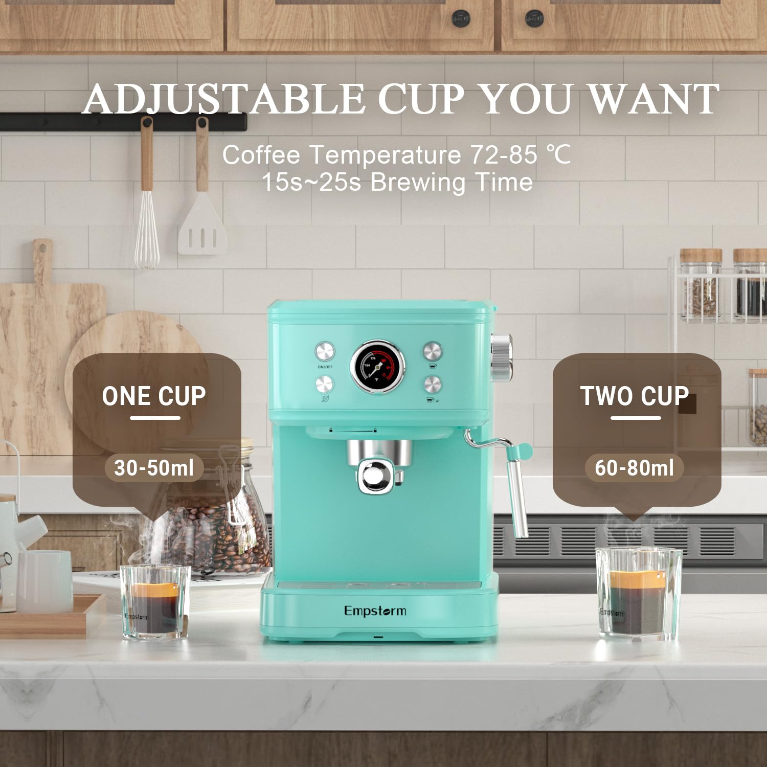 20 Bar Espresso Coffee Machine with Milk Frother Steam Wand - 2 in 1 Latte & Cappuccino Maker, Compatible with Original NS Capsules (Blue) - Perfect for Home Baristas & Coffee Lovers