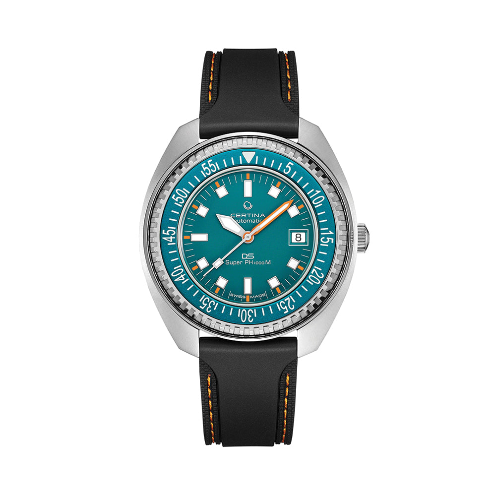 DS Super PH1000M STC 43.5mm Turquoise Dive Watch with Rubber Strap - Perfect for Scuba Diving, Water Sports & Everyday Wear