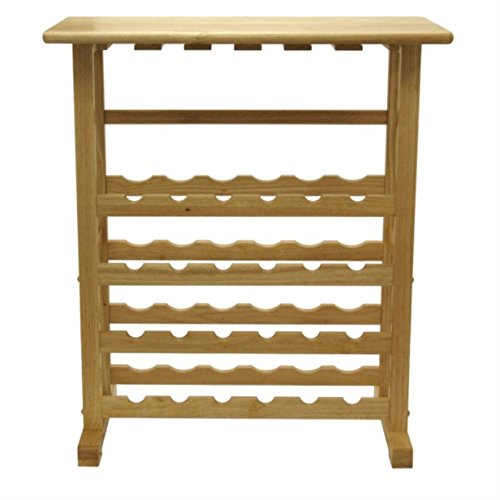 Ergode Newport Expandable Wine Bar Countertop - Solid Wood Walnut Finish with 9-Bottle Storage, Hanging Wine Glass Rack, Drawer & Open Shelf - Perfect for Home Bar, Dining Room, or Kitchen Wine Display (83024-VV)