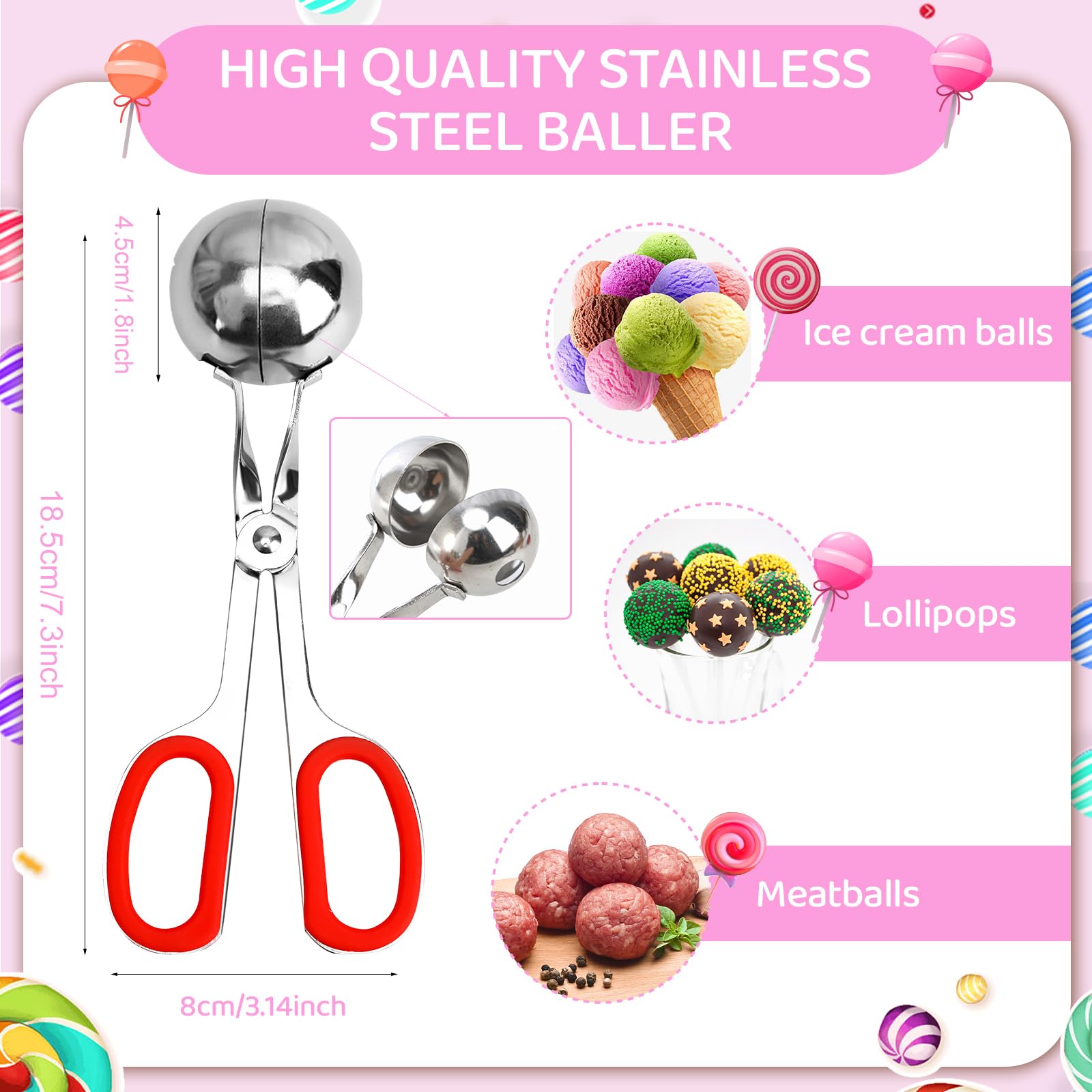 Premium Cake Pop Kit - 100 Cake Pop Sticks & Wrappers, 100 Twist Ties, Scooper & Decorating Pen - Complete DIY Baking Supplies for Lollipops, Candies, Chocolates & Cookies - Perfect for Birthday Parties, Baby Showers & Holiday Treats