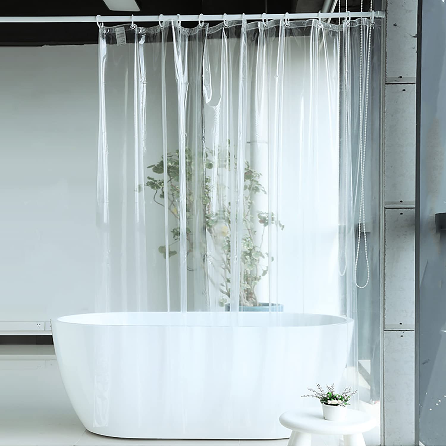 PEVA Clear Shower Curtain Liner with Metal Grommets & Magnetic Weights - 72x72 Inch Waterproof Bathroom Curtain for Bath Tub & Shower Enclosure - Perfect for Home, Hotel, and Apartment Use