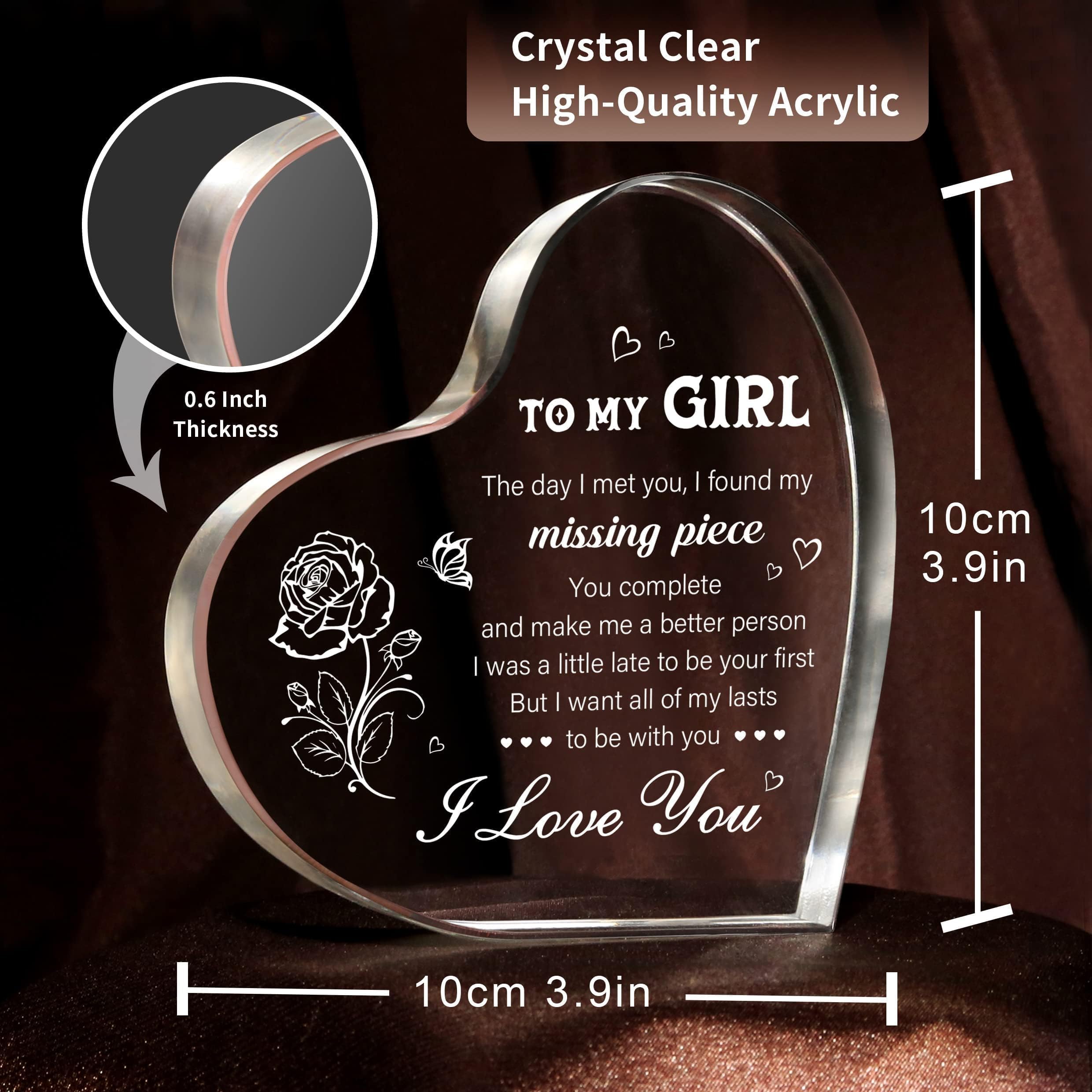 Personalized Heart-Shaped Acrylic Keepsake Decor - Romantic Anniversary & Valentine's Day Gifts for Girlfriend, Birthday Present for Her - Perfect for Bedroom Decor, Couples' Keepsake & Special Occasions
