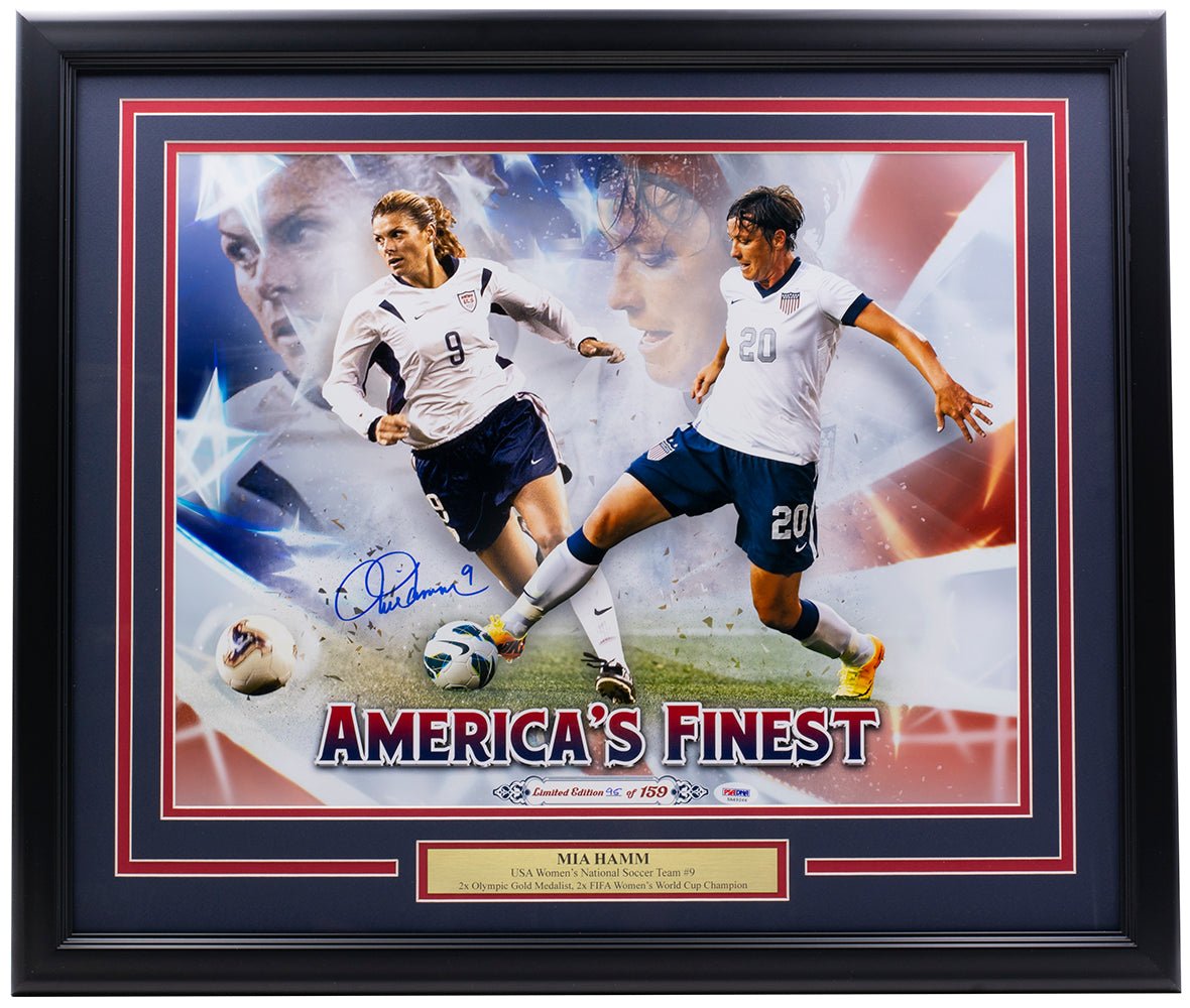 Authentic Mia Hamm Signed Framed 16x20 Soccer Collage Photo - PSA/DNA Certified - USA Women's Soccer Memorabilia - Perfect for Sports Collectors & Home/Office Decor