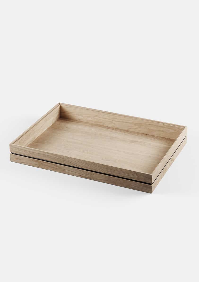 MOEBE Wooden Storage Tray Set - Natural Oak Organizer with 2 Sizes for Home Office Desk Organization | Perfect for Stationery, Jewelry & Small Items Storage