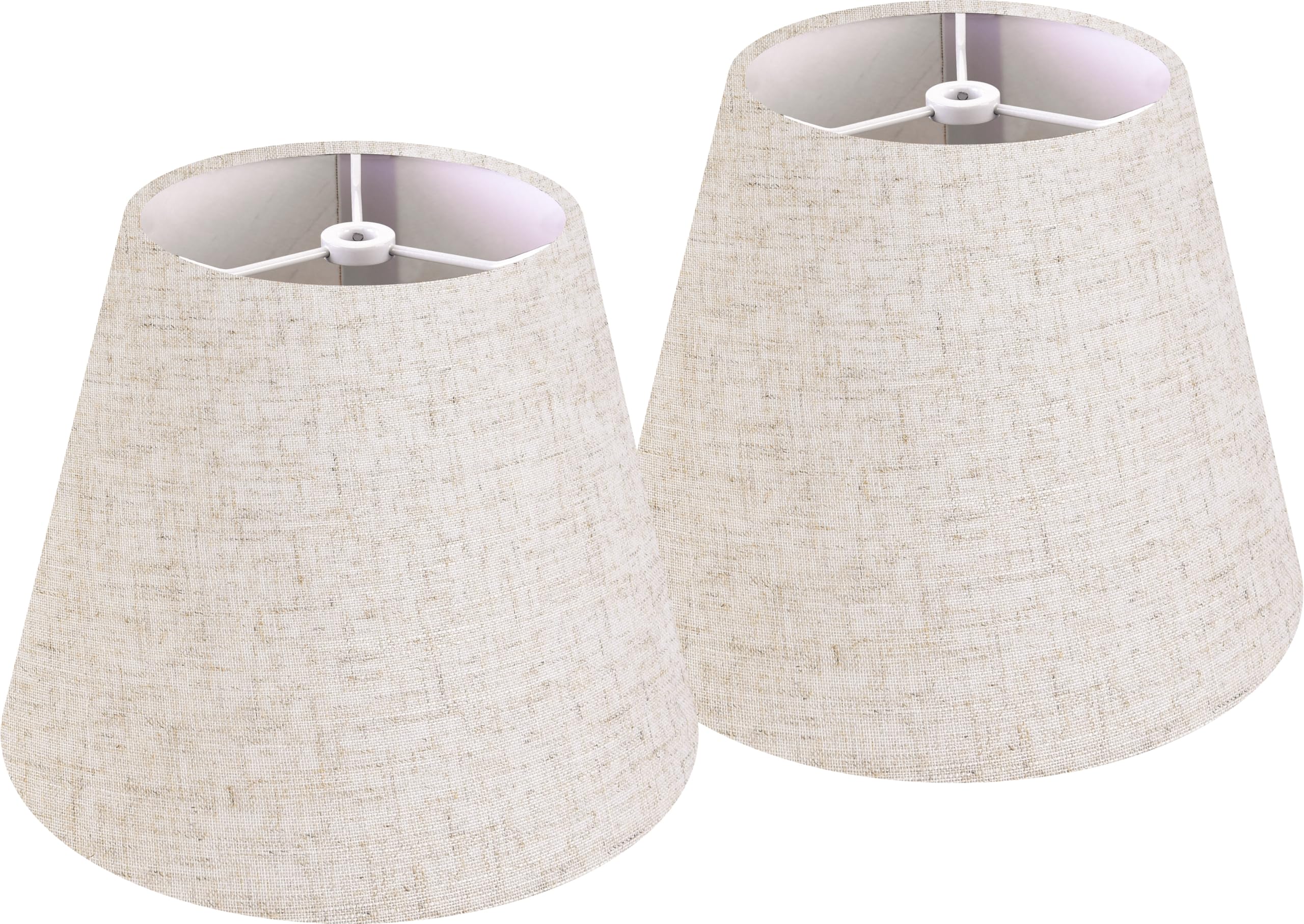 GO&SO 9 Inch Small Mini Beige Lamp Shades - Natural Fabric Drum Shade Replacement for Table Lamps & Wall Mount, Rustic Home Decor (5×9×6.4 Inches, Spider Bell Fit, No Assembly Required, 2 Pack) - Perfect for Living Room, Bedroom & Office Lighting