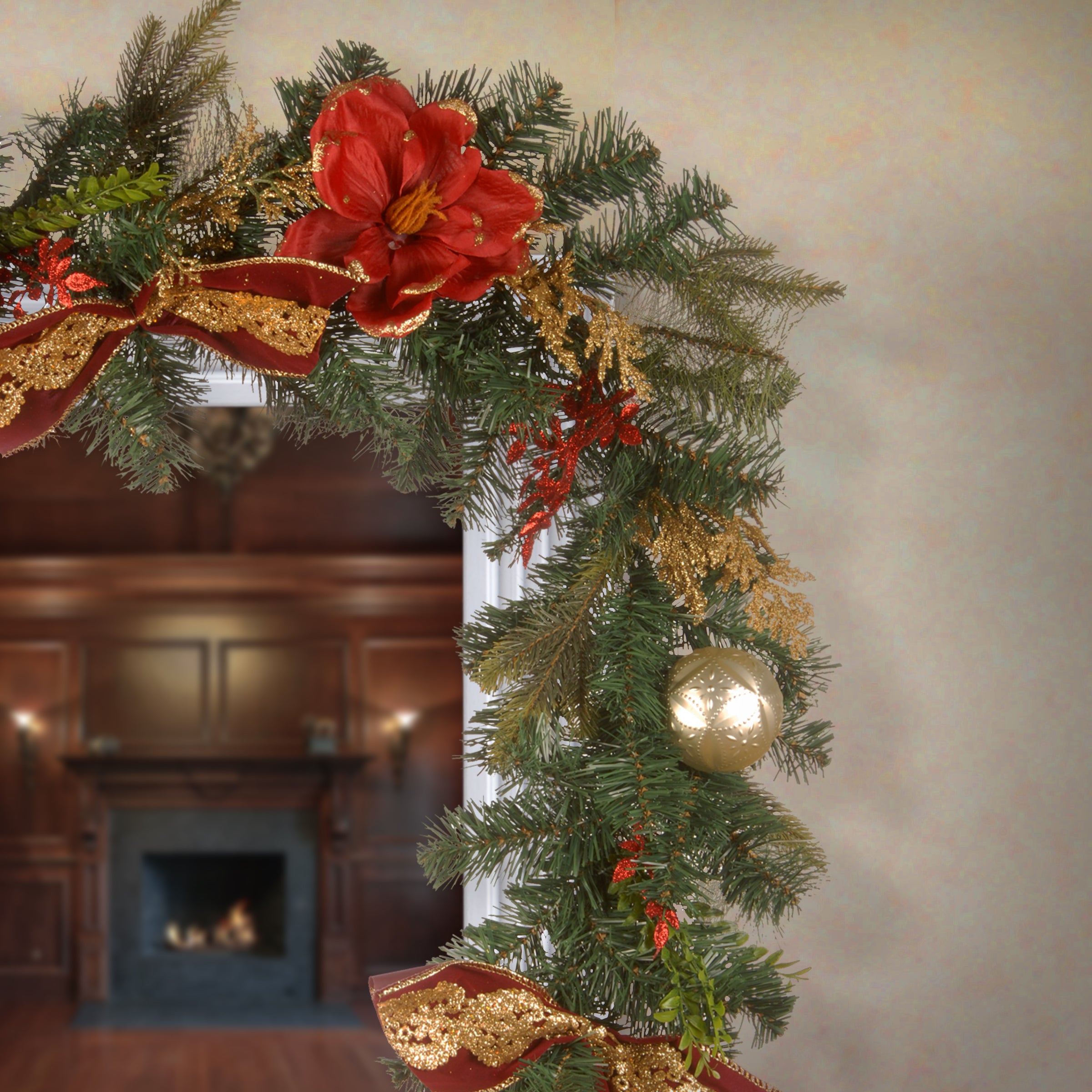 6 ft. Christmas Garland with Pinecones and Berries - Holiday Decor for Fireplace, Mantel, and Staircase
