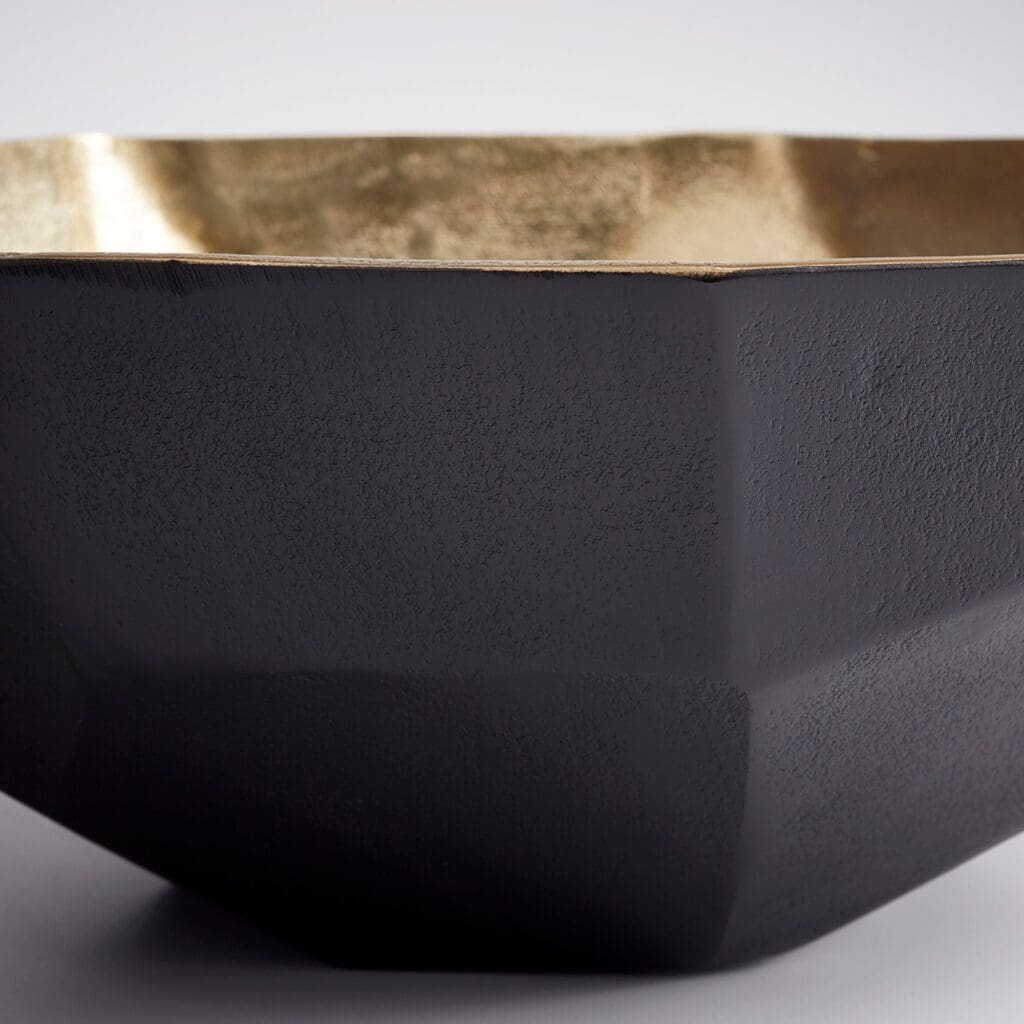Cyan Design 10623 Radia Bowl - Medium Size Matte Black & Gold Decorative Serving Bowl for Dining Table, Centerpiece, or Home Decor