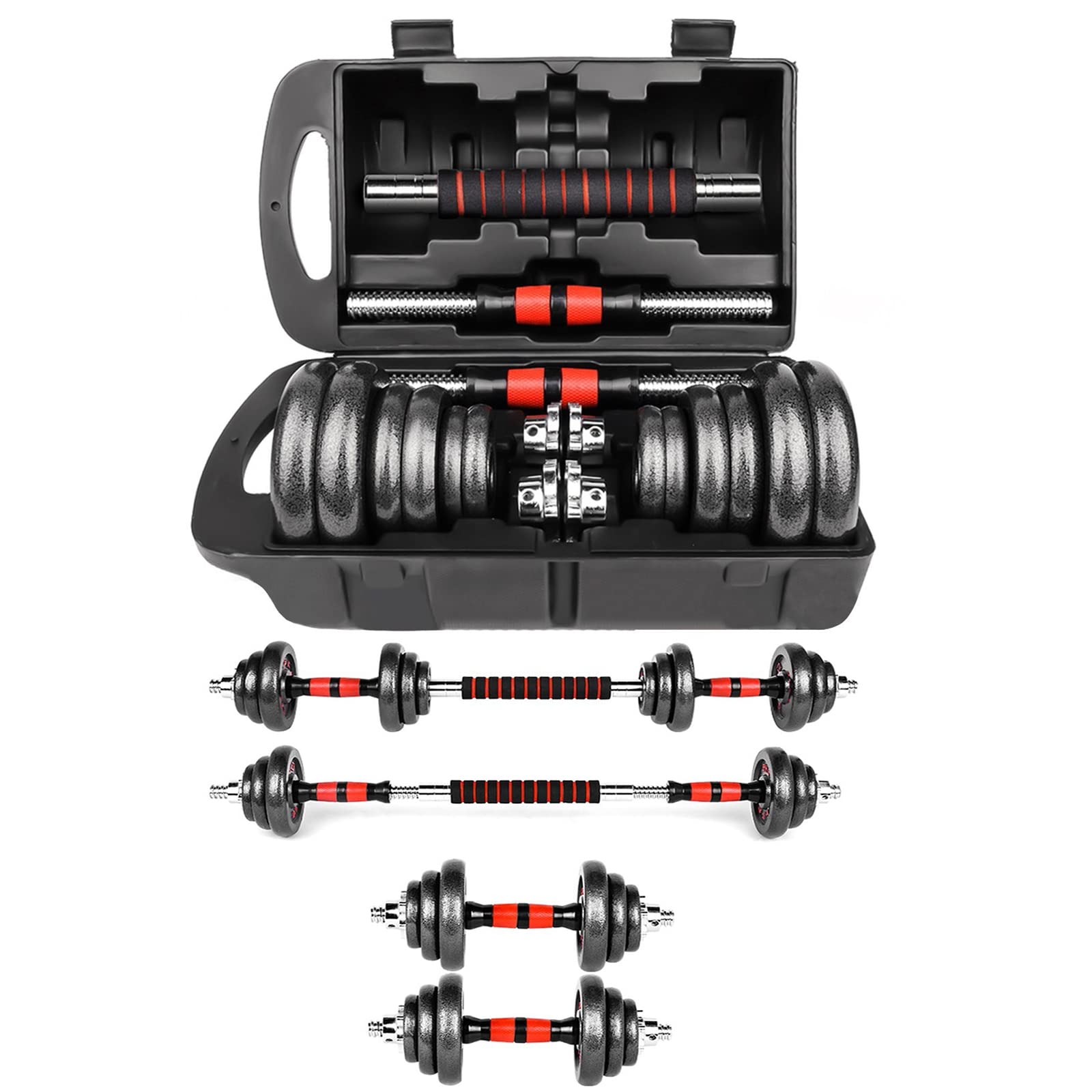 Adjustable Dumbbell Set 33lbs/44lbs - Cast Iron Home Gym Weights with Carry Case for Men & Women | Strength Training, Full-Body Workout, Home Fitness