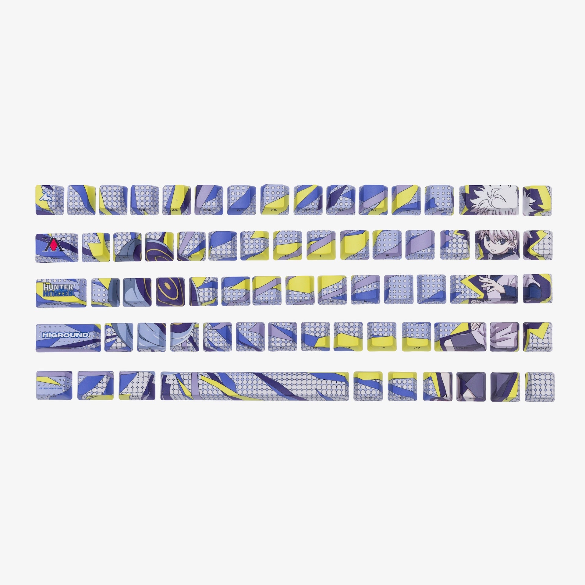 HxH x HG 68 Keycaps Set - Killua Themed Custom Mechanical Keyboard Keycaps for Gaming & Typing - Perfect for Anime Fans & PC Enthusiasts