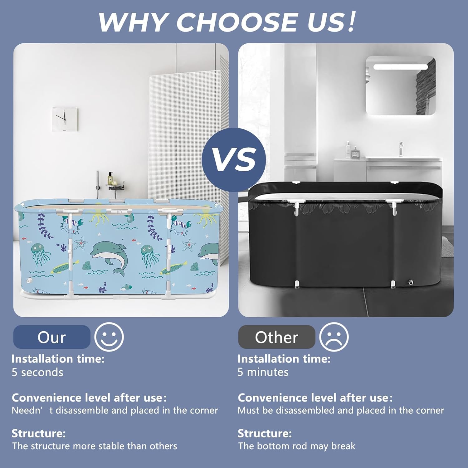 Luteti Portable Foldable Bathtub for Adults - Lightweight Spa Tub with Insulated Temperature Retention for Hot & Cold Therapy - Perfect for Home Relaxation, Muscle Recovery, and Small Spaces - Great for Stress Relief, Meditation, Yoga, Hydrotherapy & Apartment Bathing - Ideal Gift for Spa Lovers - Use in Apartments, Small Bathrooms, Home Spas & Post-Workout Recovery
