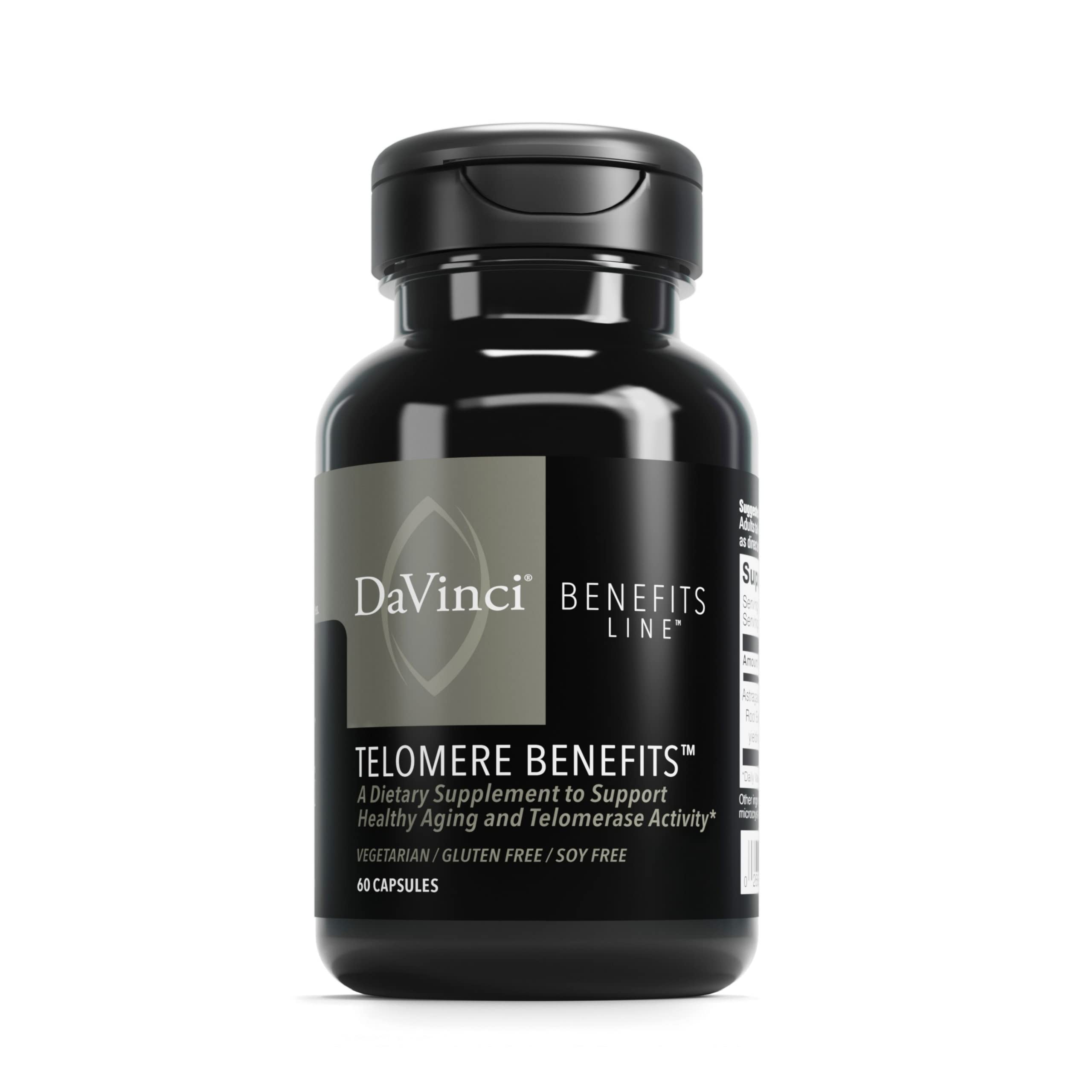 DAVINCI Labs Telomere Benefits Supplement - Supports Healthy Aging, Antioxidant Levels & Memory with Astragalus Root Extract - Gluten-Free 60 Veggie Capsules - Anti-Aging Support for Active Adults & Seniors
