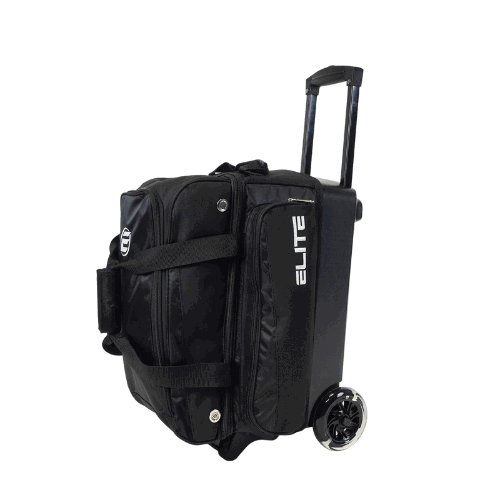 ELITE Deluxe Double Roller Bowling Bag - Heavy Duty Black Bowling Ball Carrier with Wheels for Professional & League Bowlers | Perfect for Tournaments & Practice Sessions