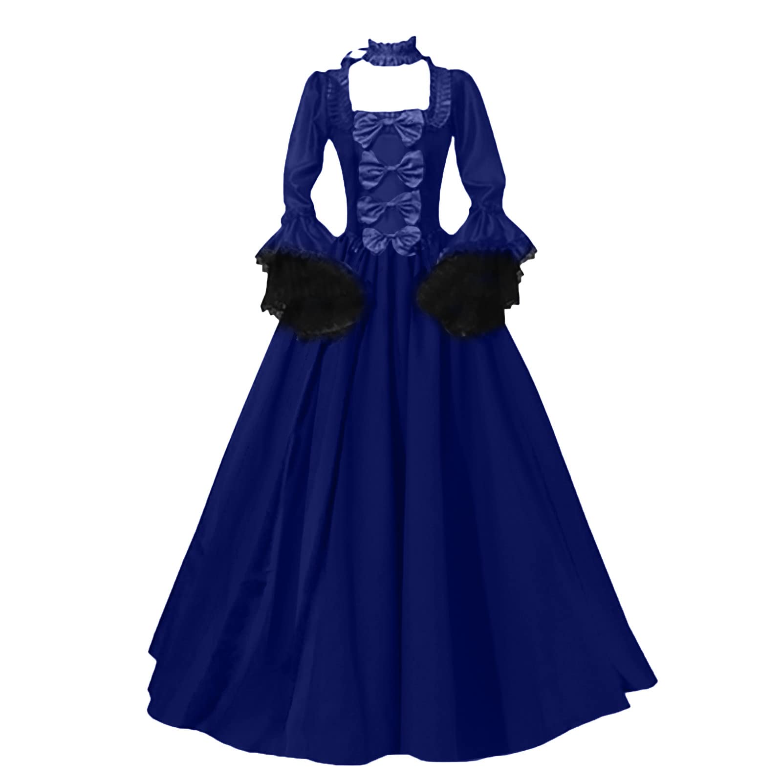 UODSVP Women's Vintage Retro Gothic Long Sleeve Hooded Dress - Summer Gothic Fashion Dress 2022 - Perfect for Halloween, Cosplay & Gothic Parties